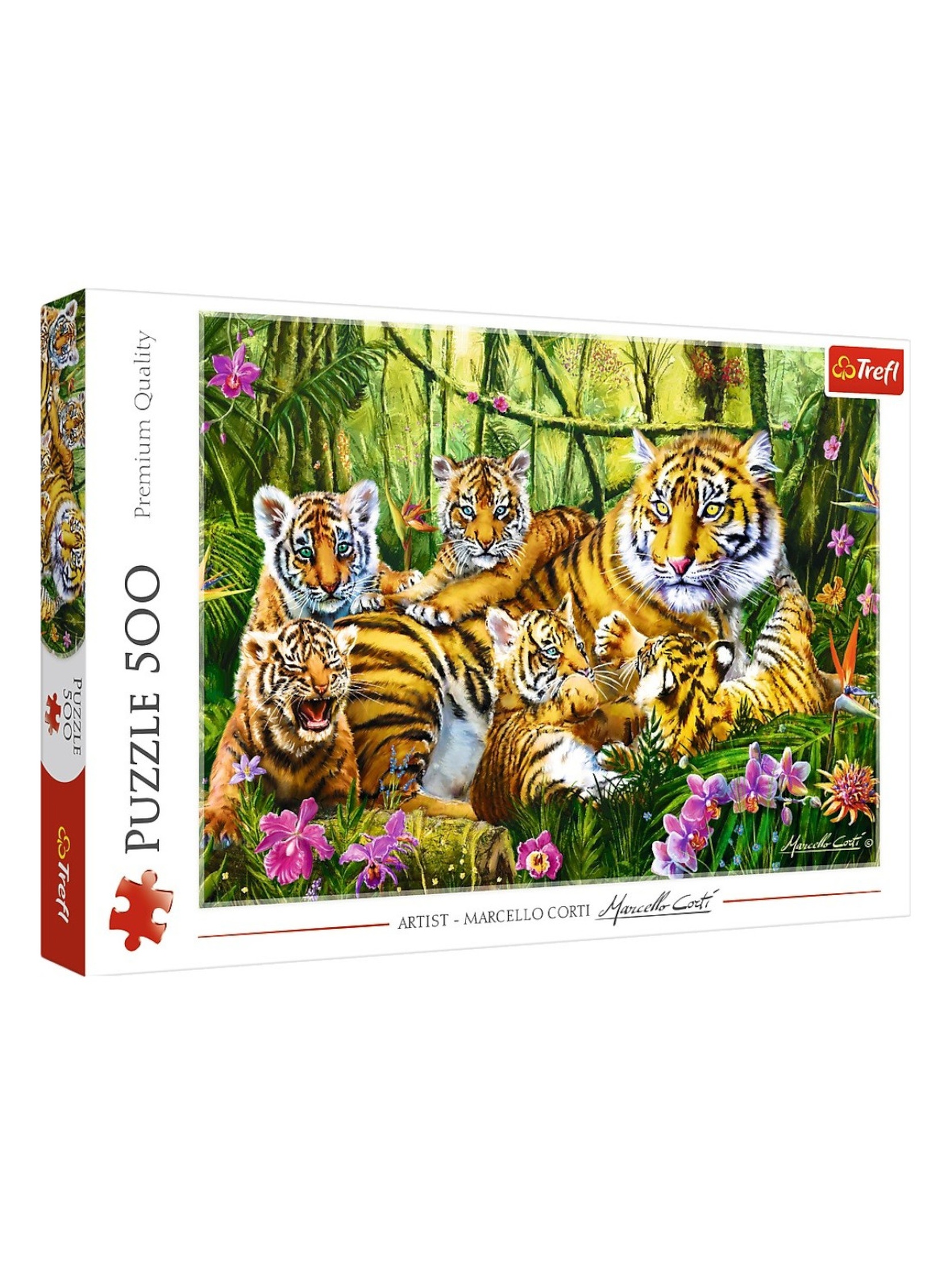 Puzzle 500 elementów - Rodzina Tygrysów