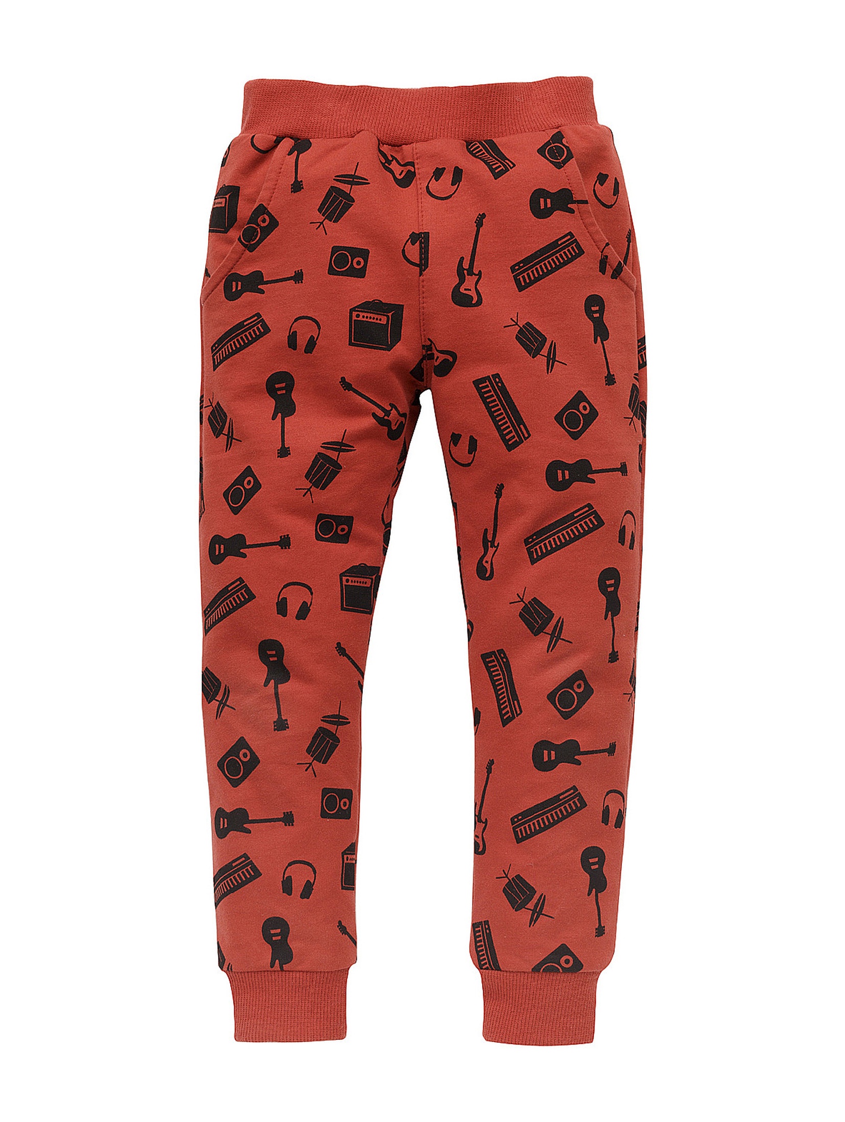 Luźne spodnie chłopięce z bawełny Let's rock czerwone