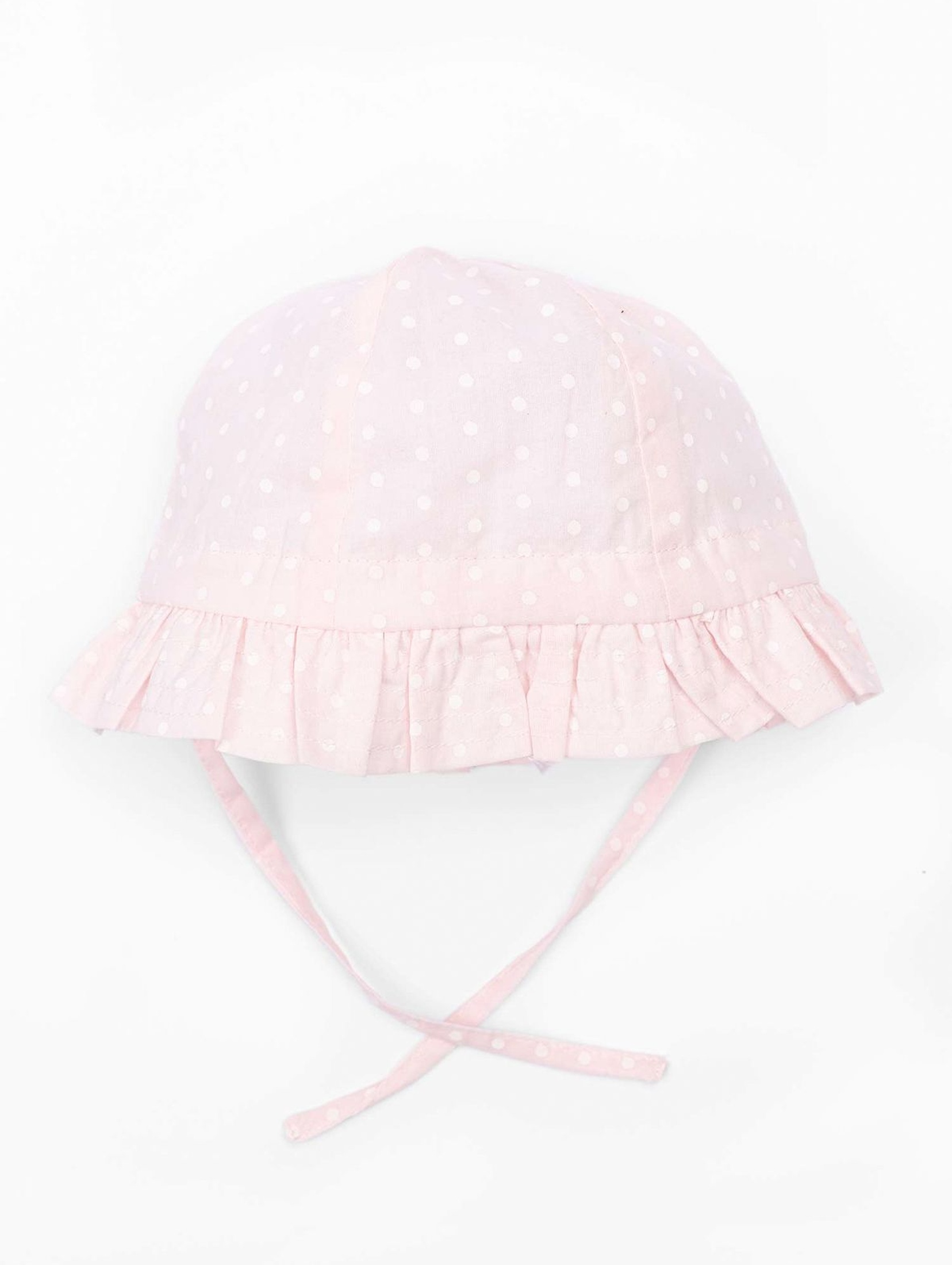 Różowy, wiązany kapelusz dla dziewczynki