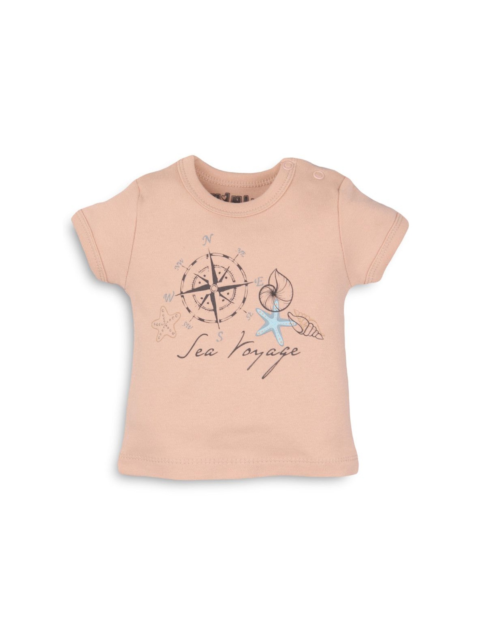 Bawełniany t-shirt niemowlęcy z nadrukiem - beżowy