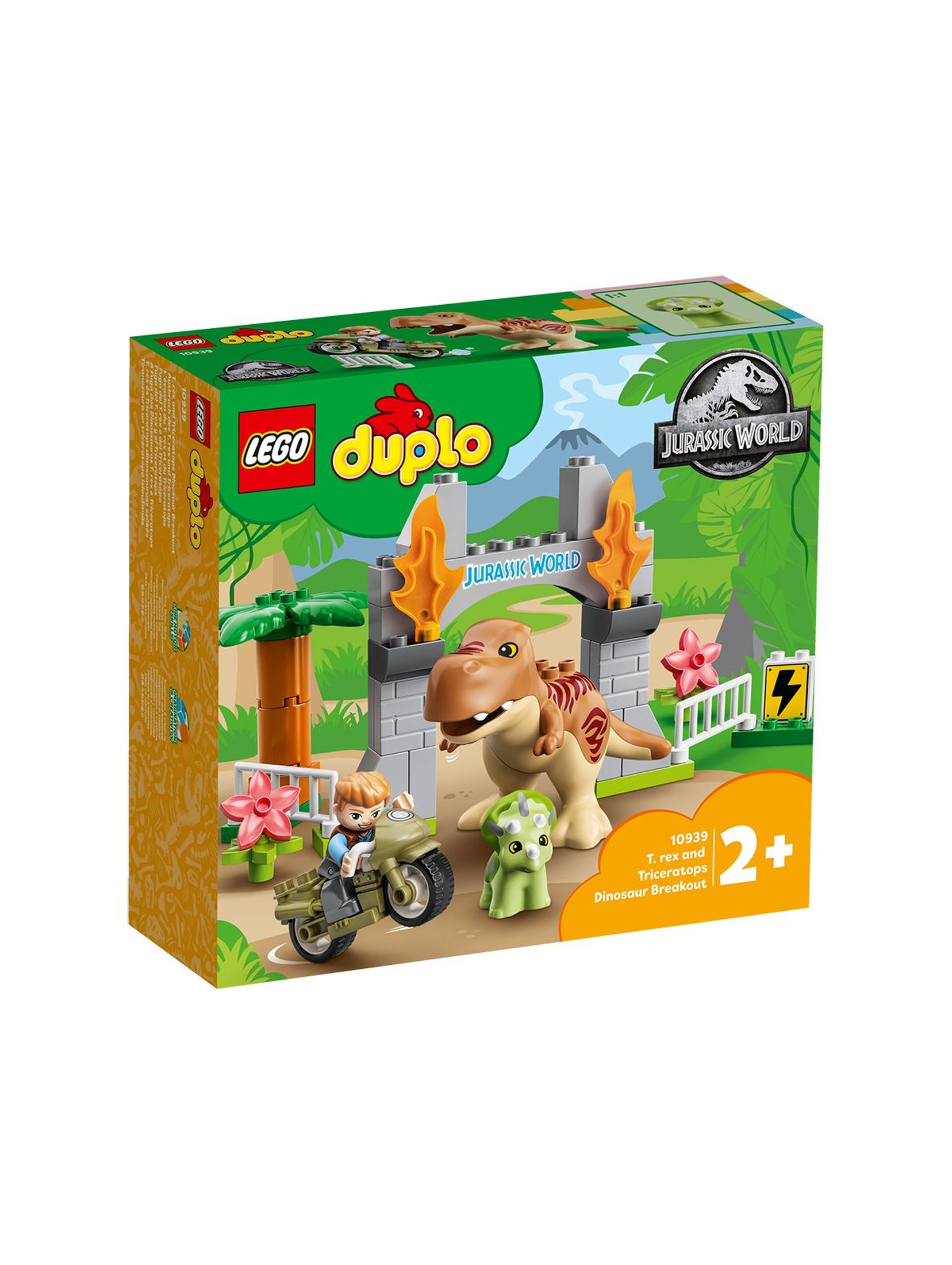 LEGO® DUPLO® Jurassic World Ucieczka tyranozaura i triceratopsa - 36 elementów, wiek 2+