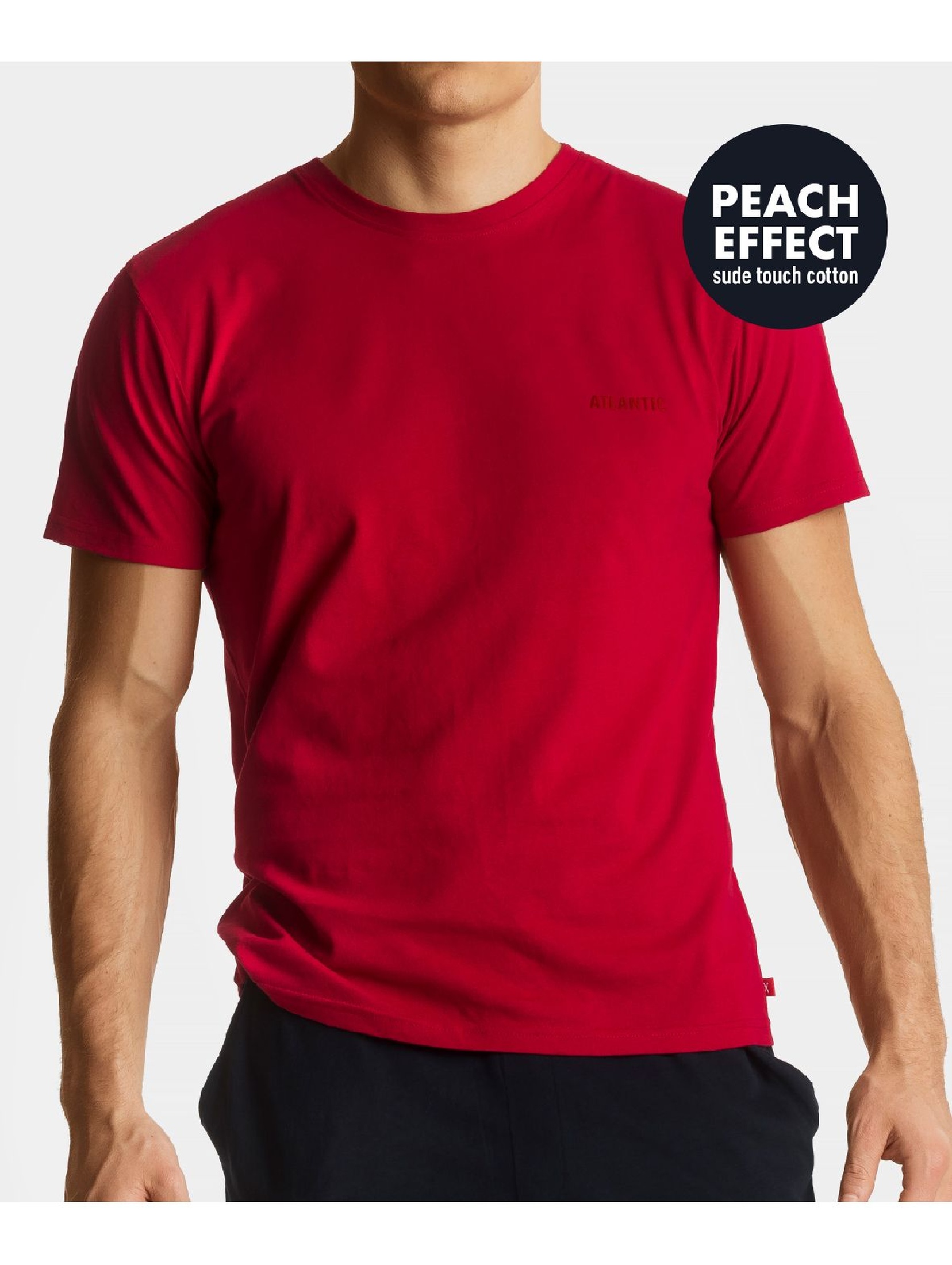 Bawełniana koszulka męska z krótkim rękawem - czerwona