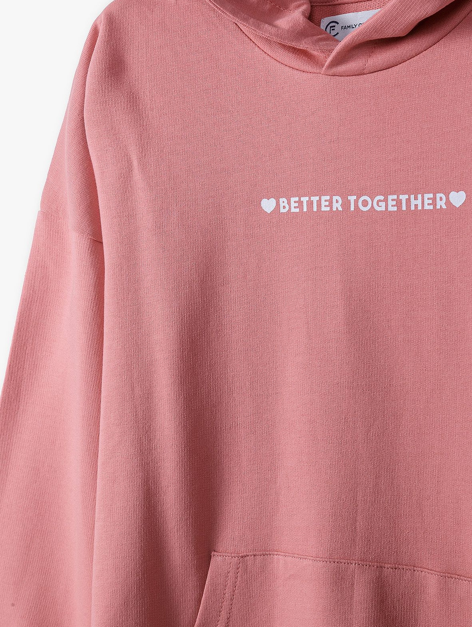 Dresowa bluza dla mamy i córki- różowa z kapturem- Razem najlepiej