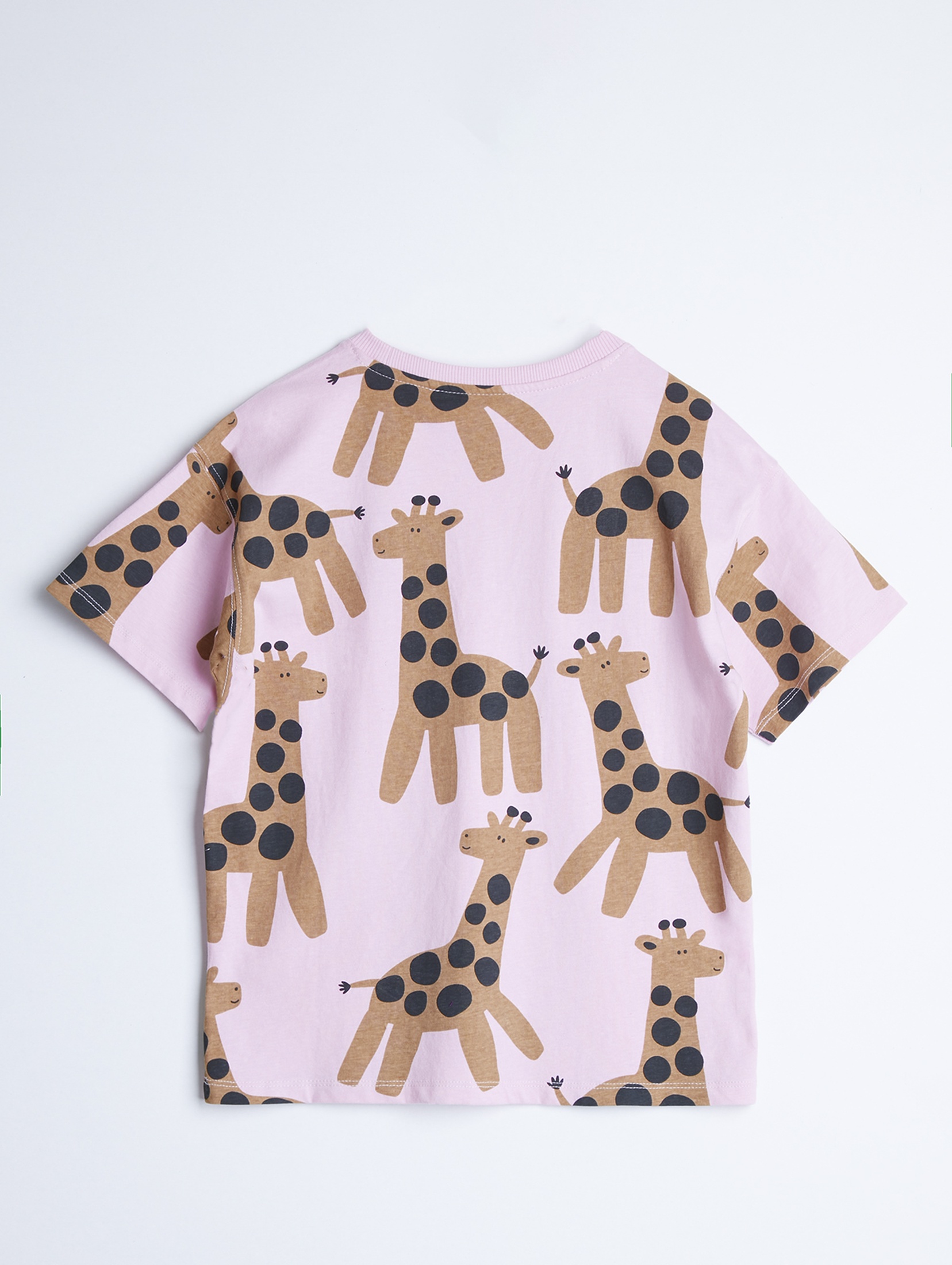 T-shirt z wysokiej jakości dzianiny - różowy z printem żyrafy - Limited Edition