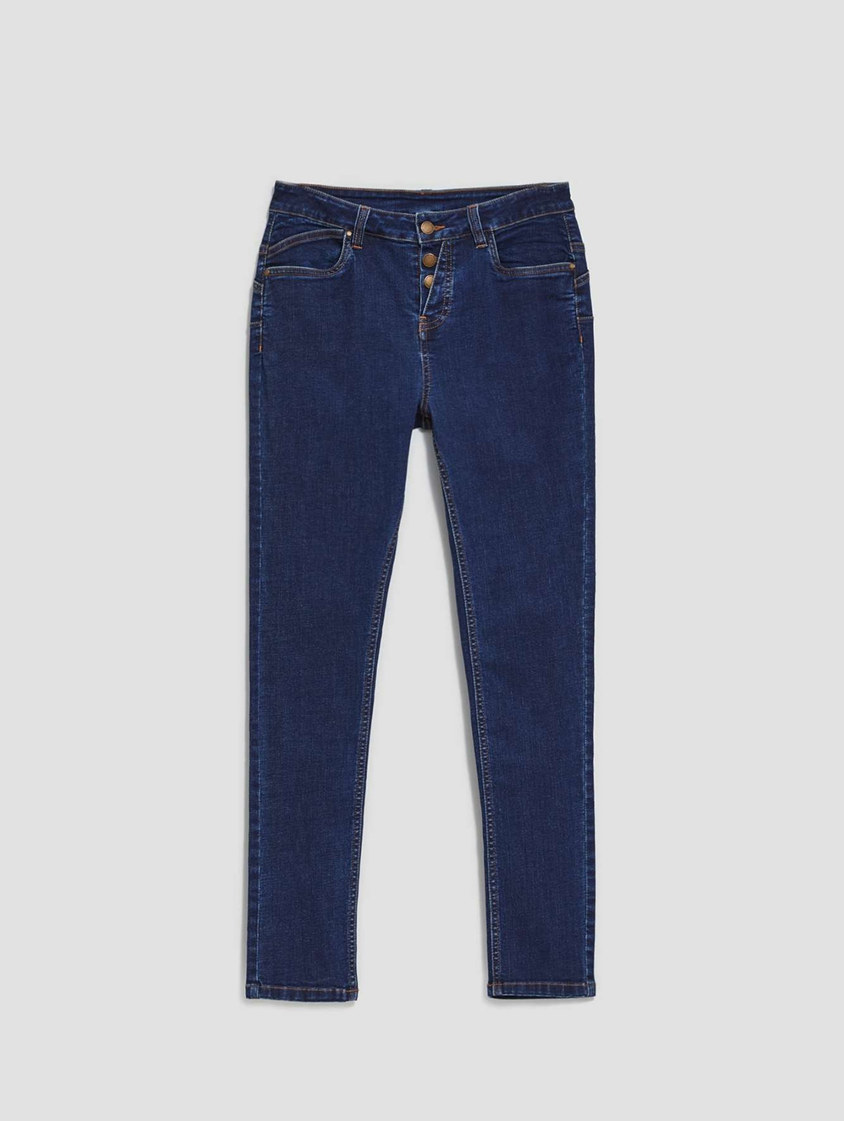 Granatowe spodnie damskie jeansowe rurki