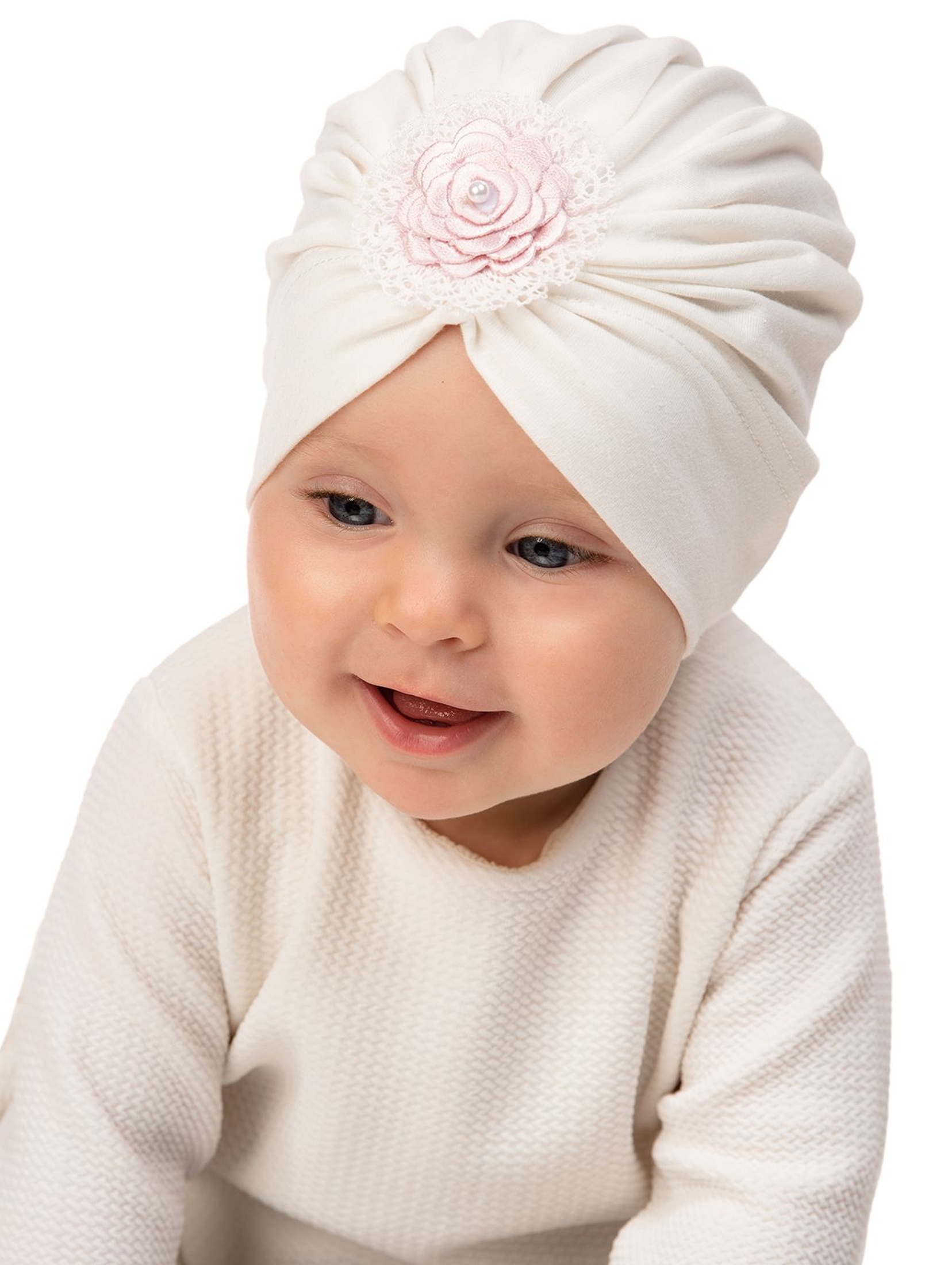 Czapka niemowlęca turban - biała NELLI