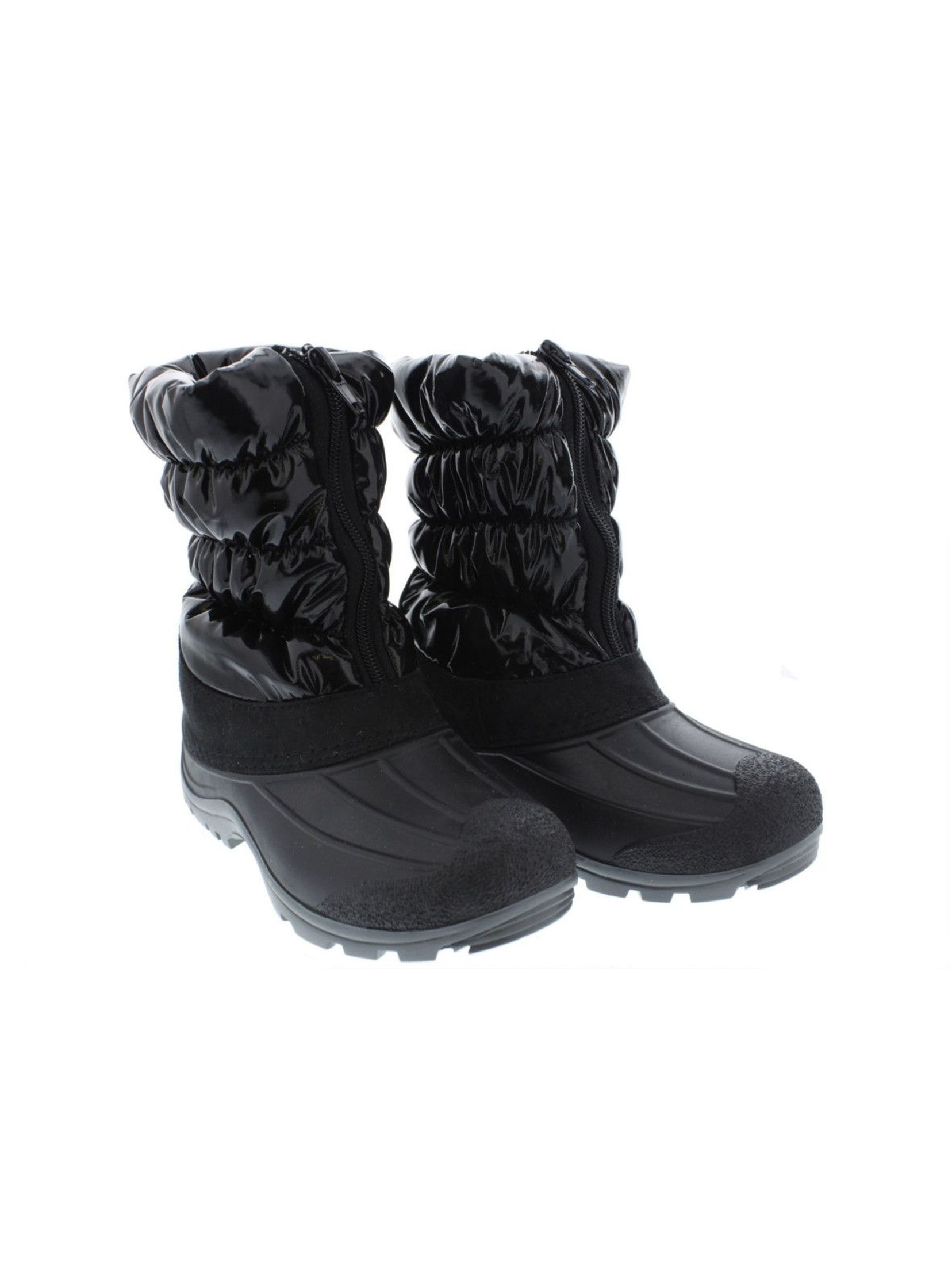 Buty zimowe dziewczęce czarne ocieplane z podeszwą antypoślizgową