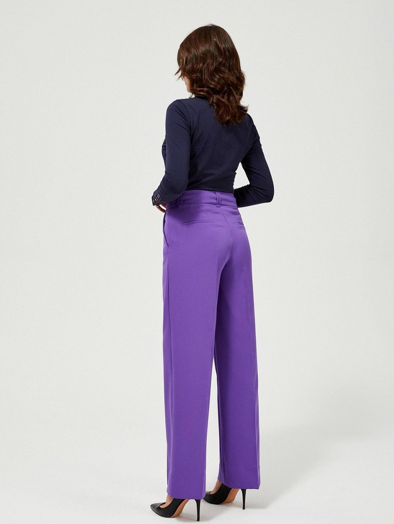 Spodnie z wysokim stanem - fioletowe