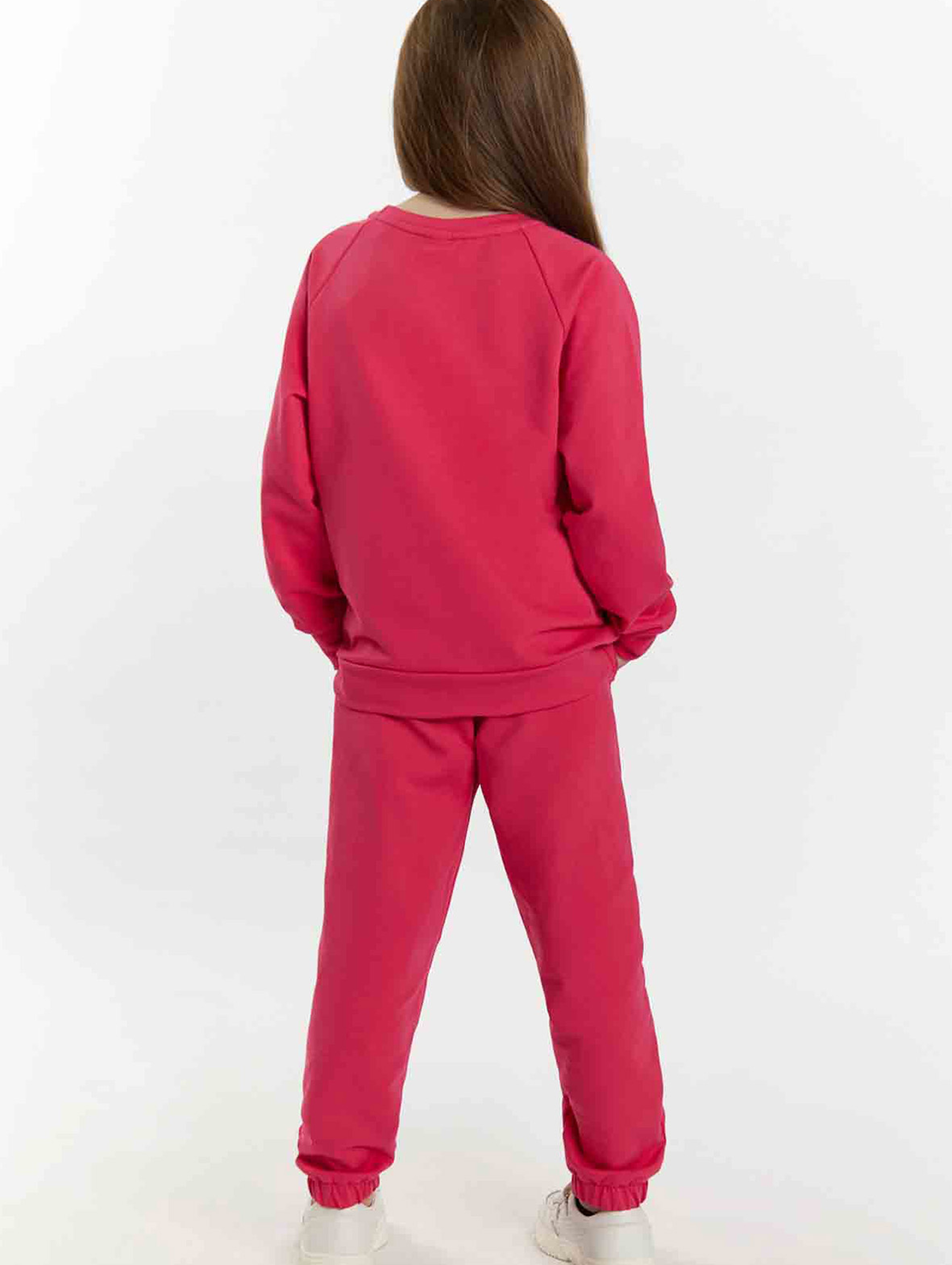 Komplet dresowy dziewczęcy - bluza i spodnie dresowe - różowy