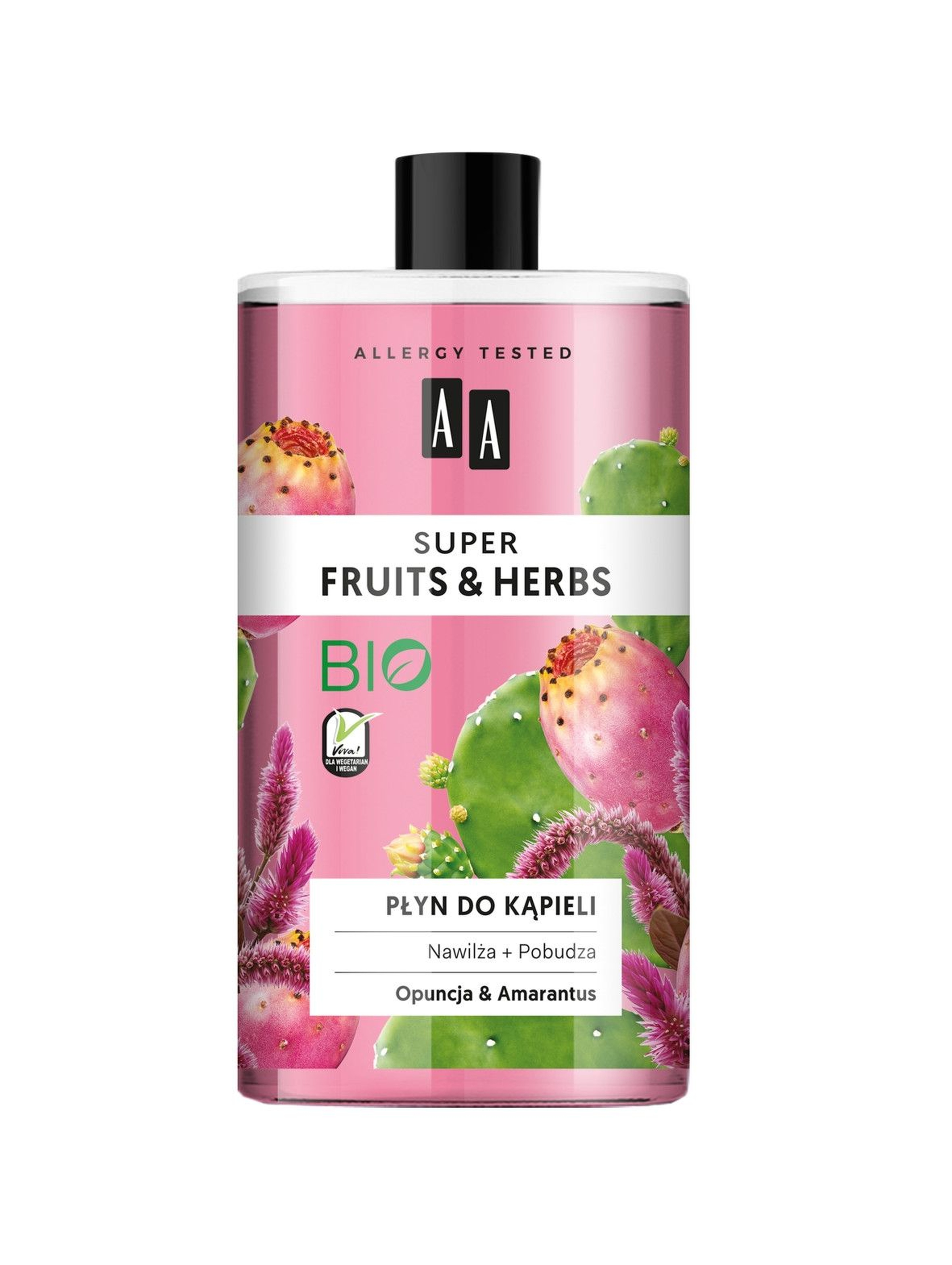 AA Super Fruits&Herbs płyn do kąpieli opuncja&amarantus 750 ml