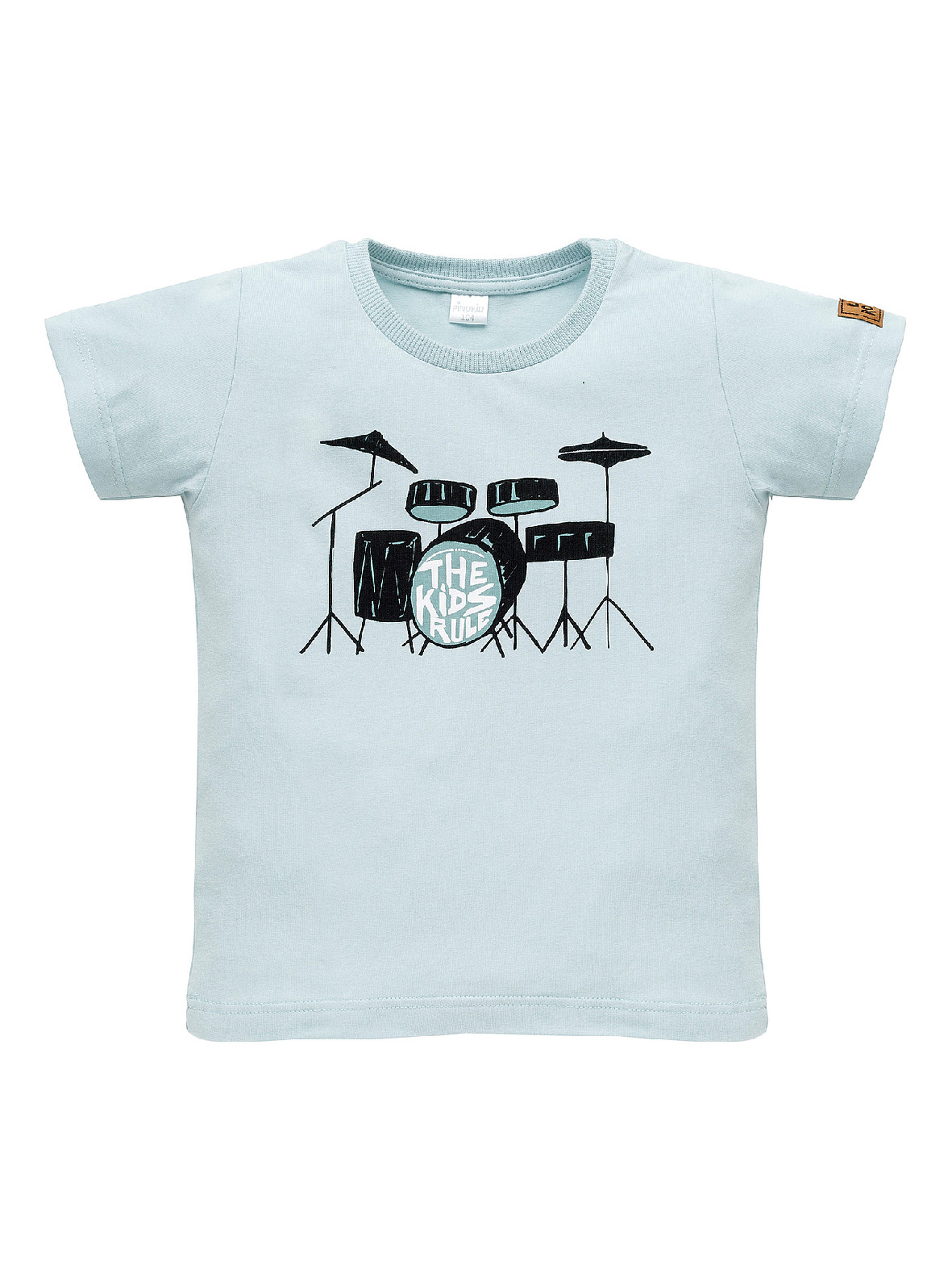 Dzianinowy t-shirt chłopięcy Let's rock niebieski