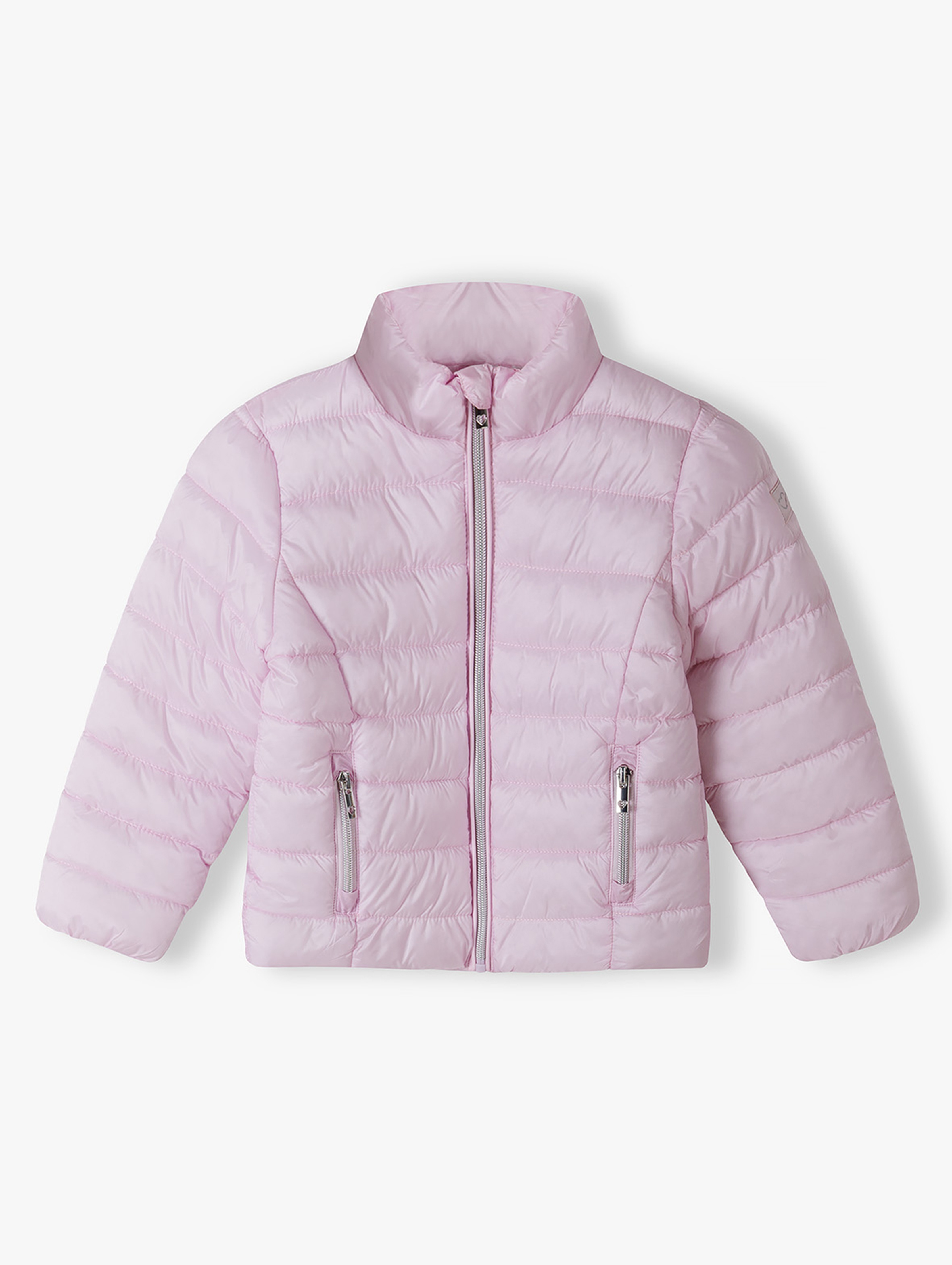 Różowa kurtka przejściowa pikowana ze stójką dziewczęca