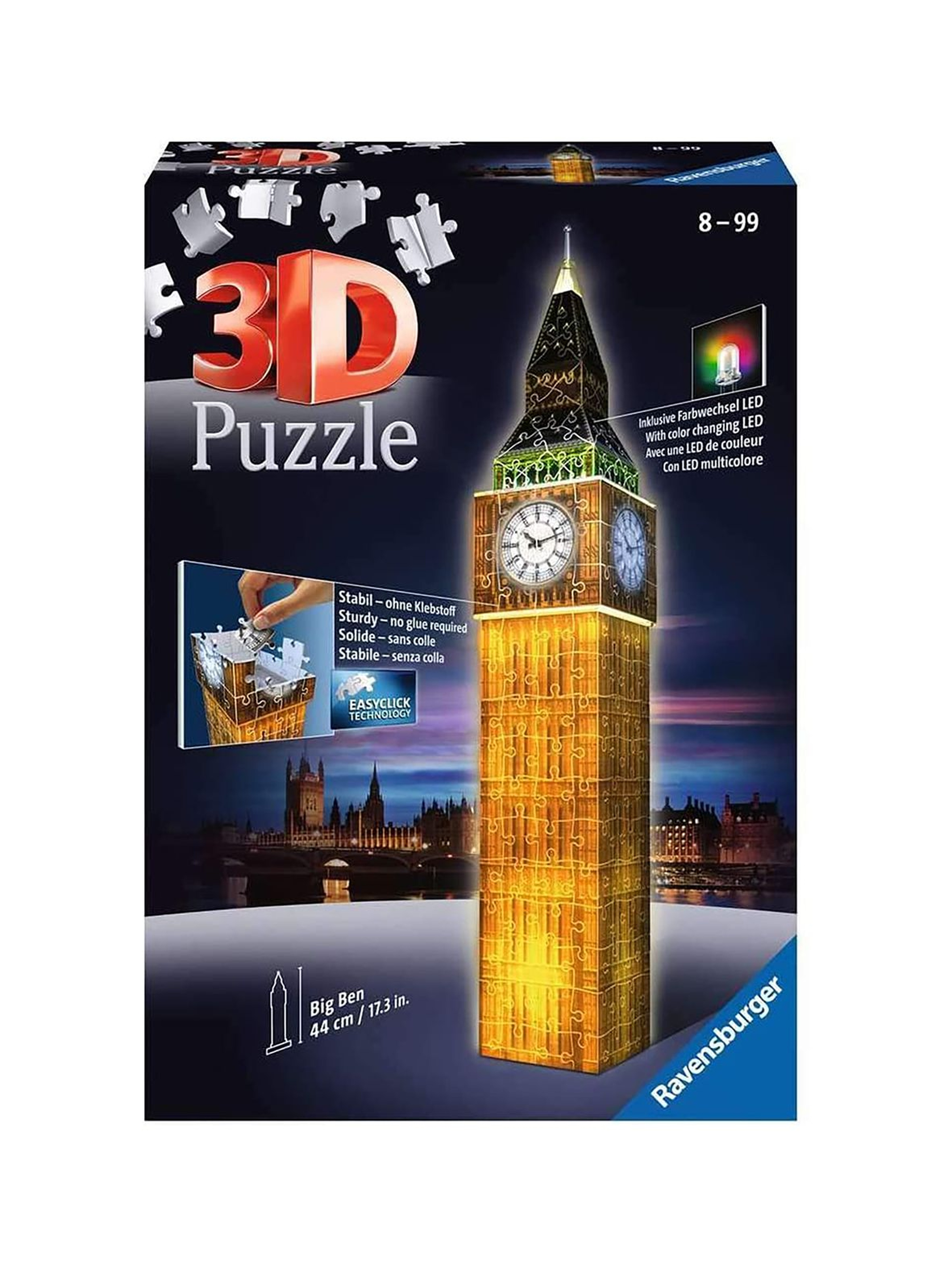 Puzzle 3D Budynki nocą: Big Ben 216 elementów - wiek 10+