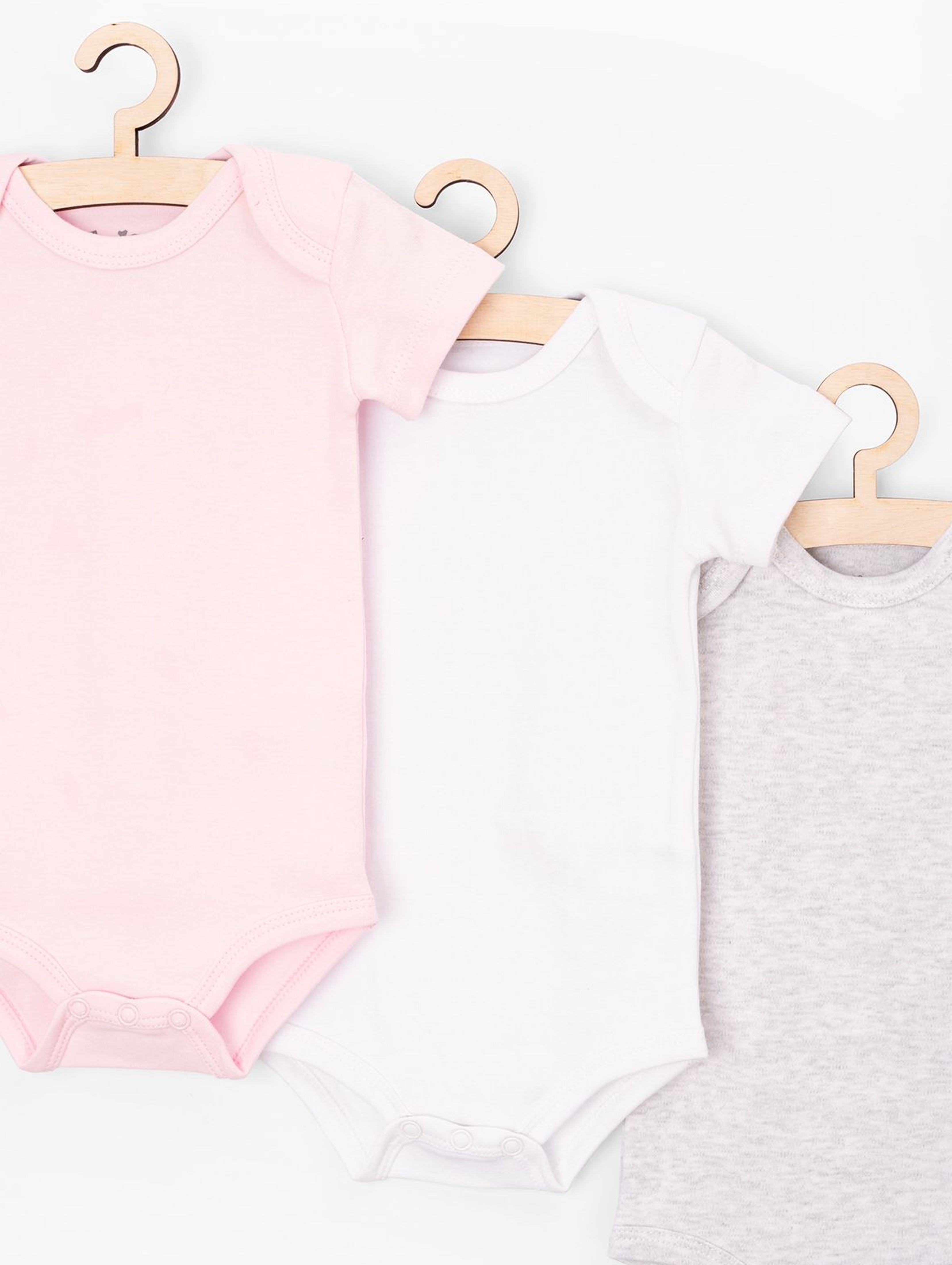 Body z krótkim rękawem dla niemowlaka 3-pak- białe-różowe-szare