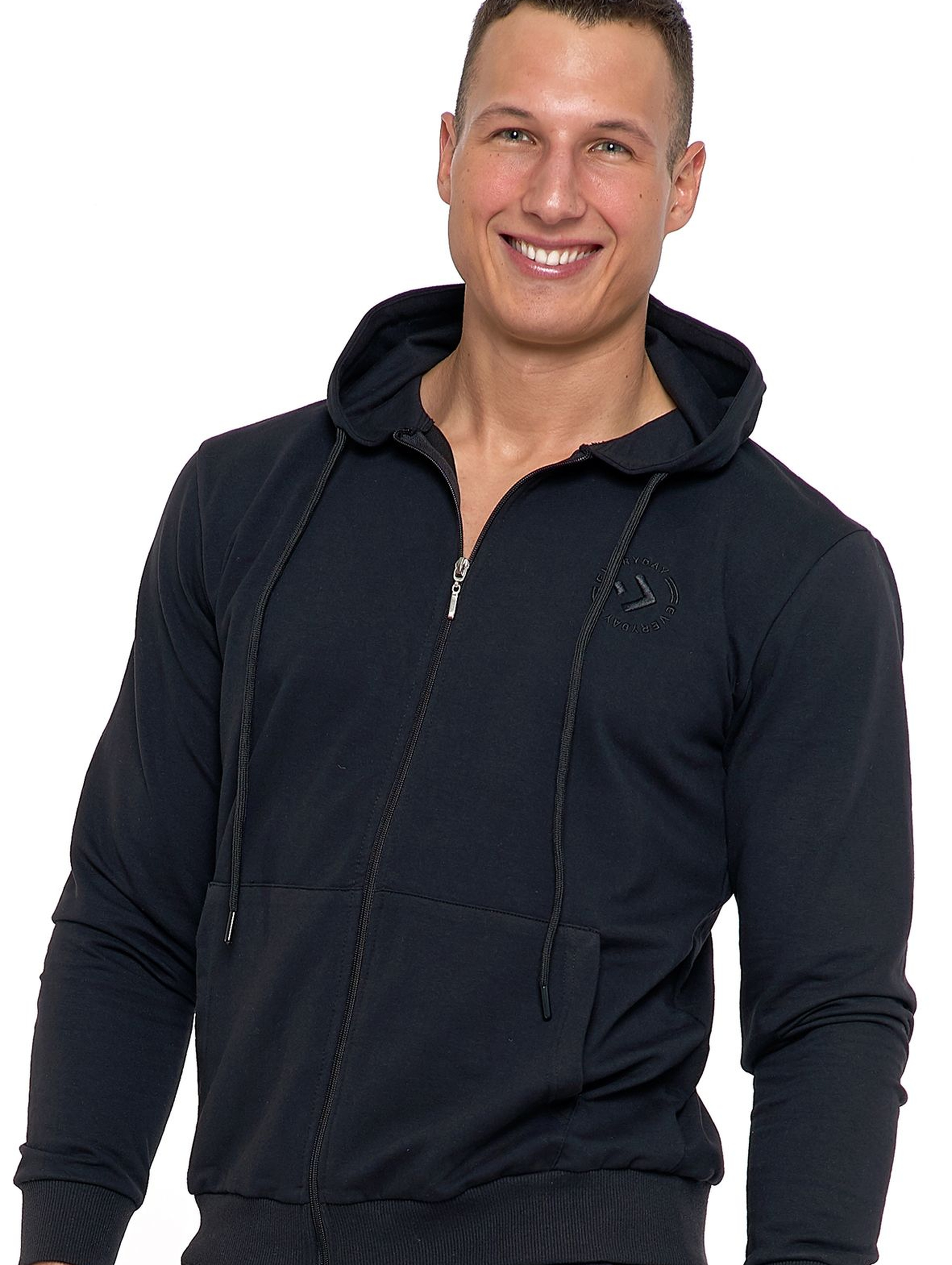 Bluza dresowa męska rozpinana z katpurem-czarna