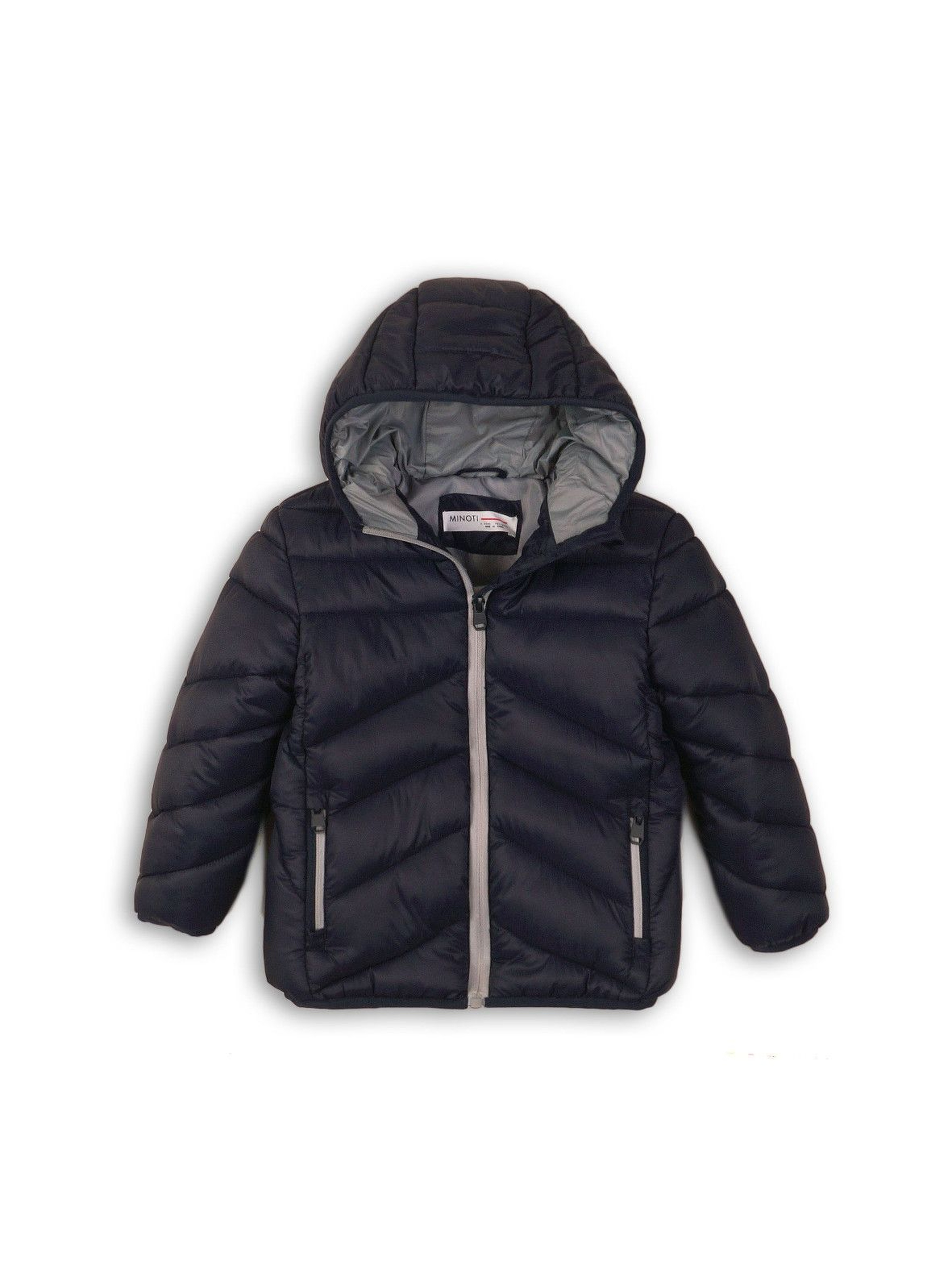Granatowa pikowana kurtka dla chłopca- pikowana z kapturem