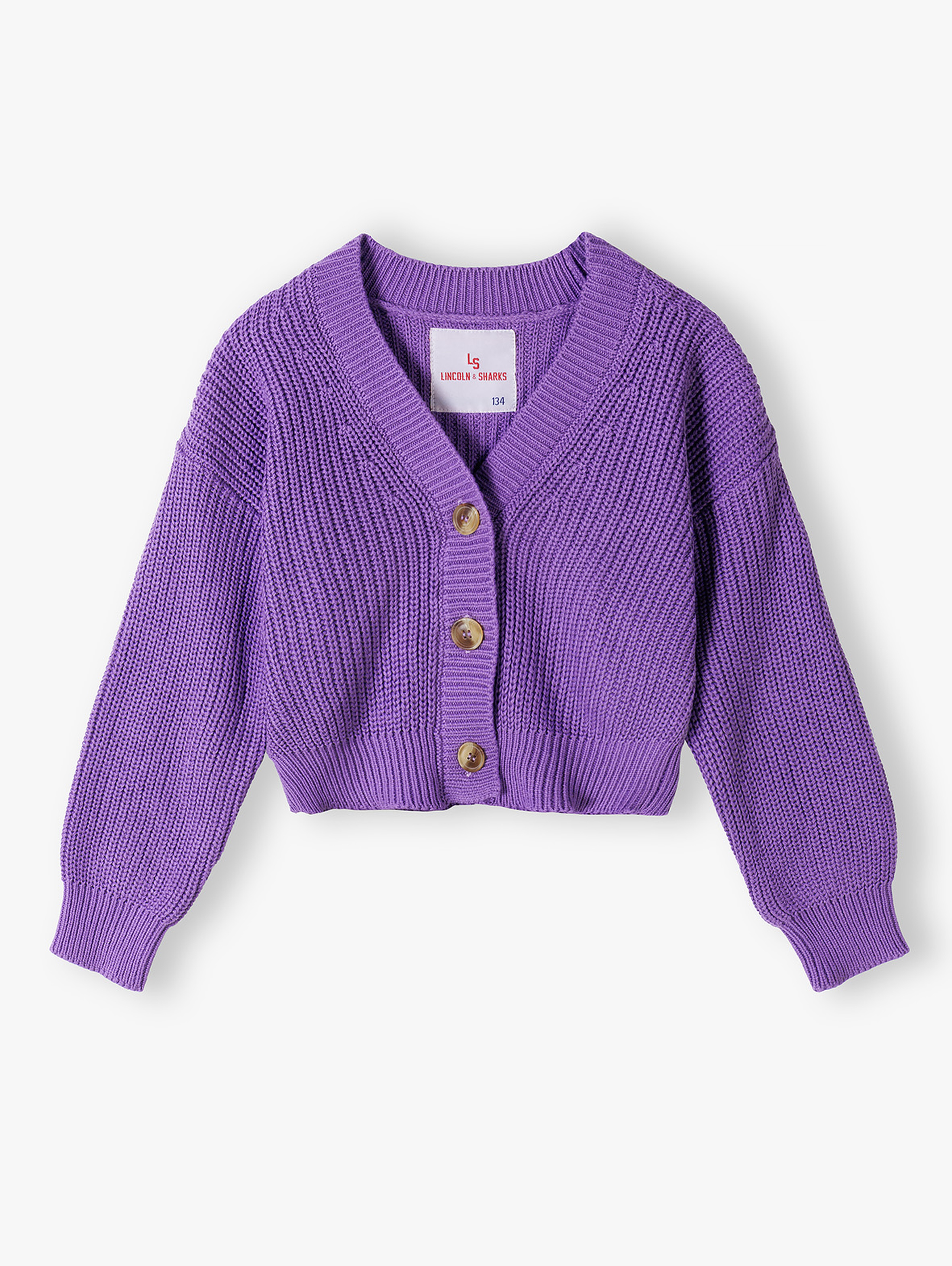 Fioletowy sweter dziewczęcy rozpinany