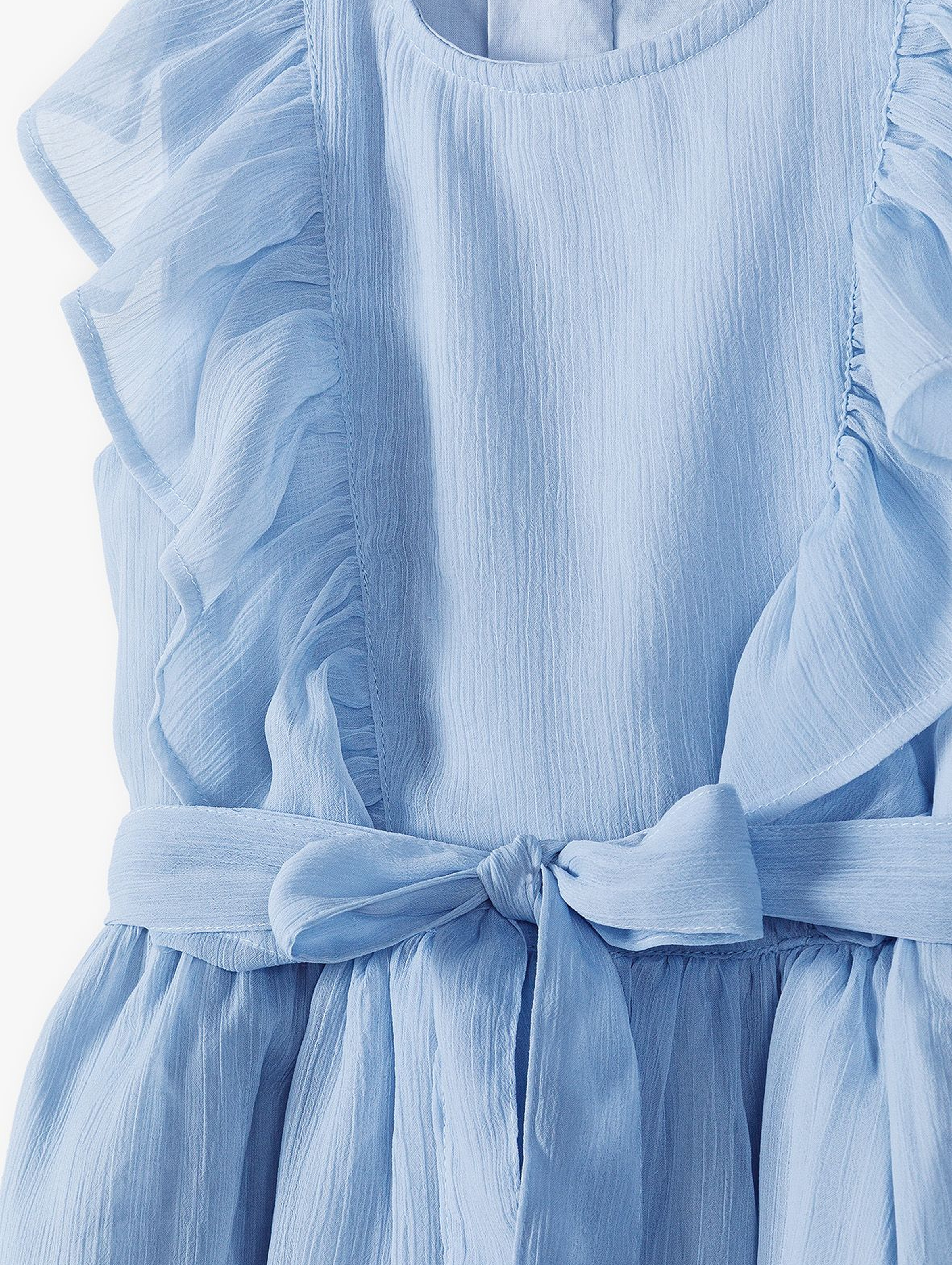 Tkaninowa sukienka dziewczęca - błękitna