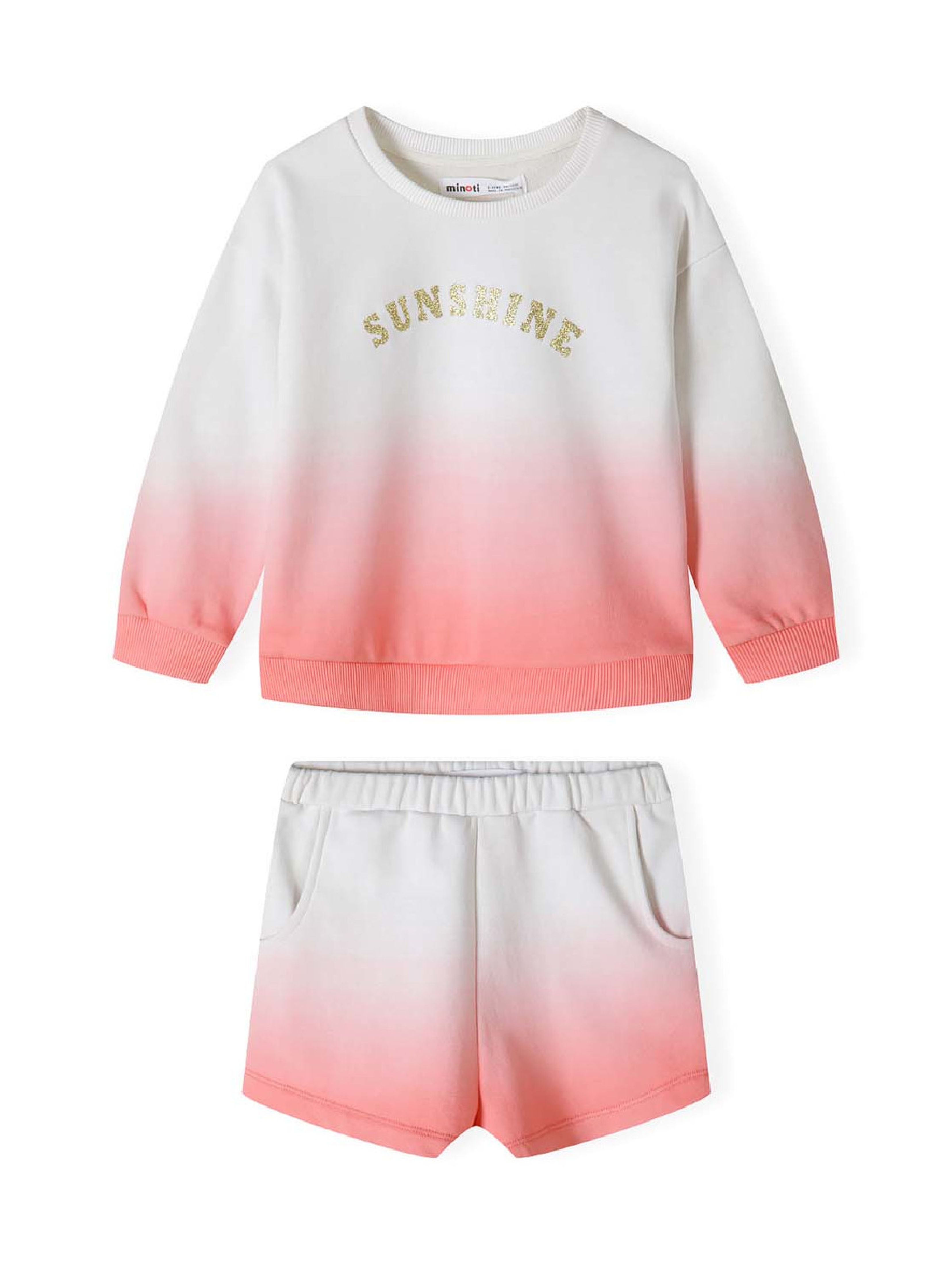 Komplet niemowlęcy biało-różowy- bluza i szorty Sunshine