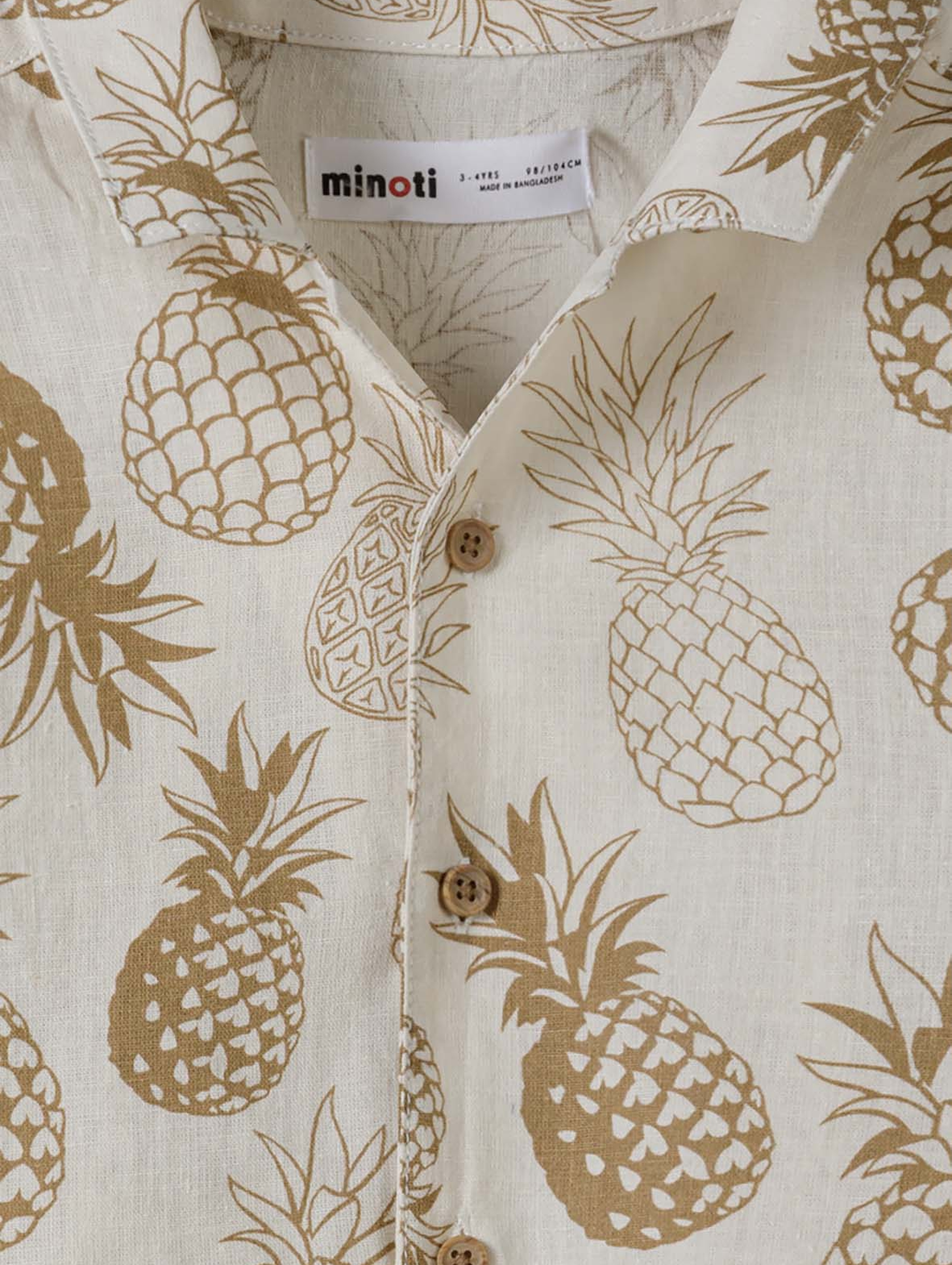 Lniana koszula chłopięca z krótkim rękawem- ananasy