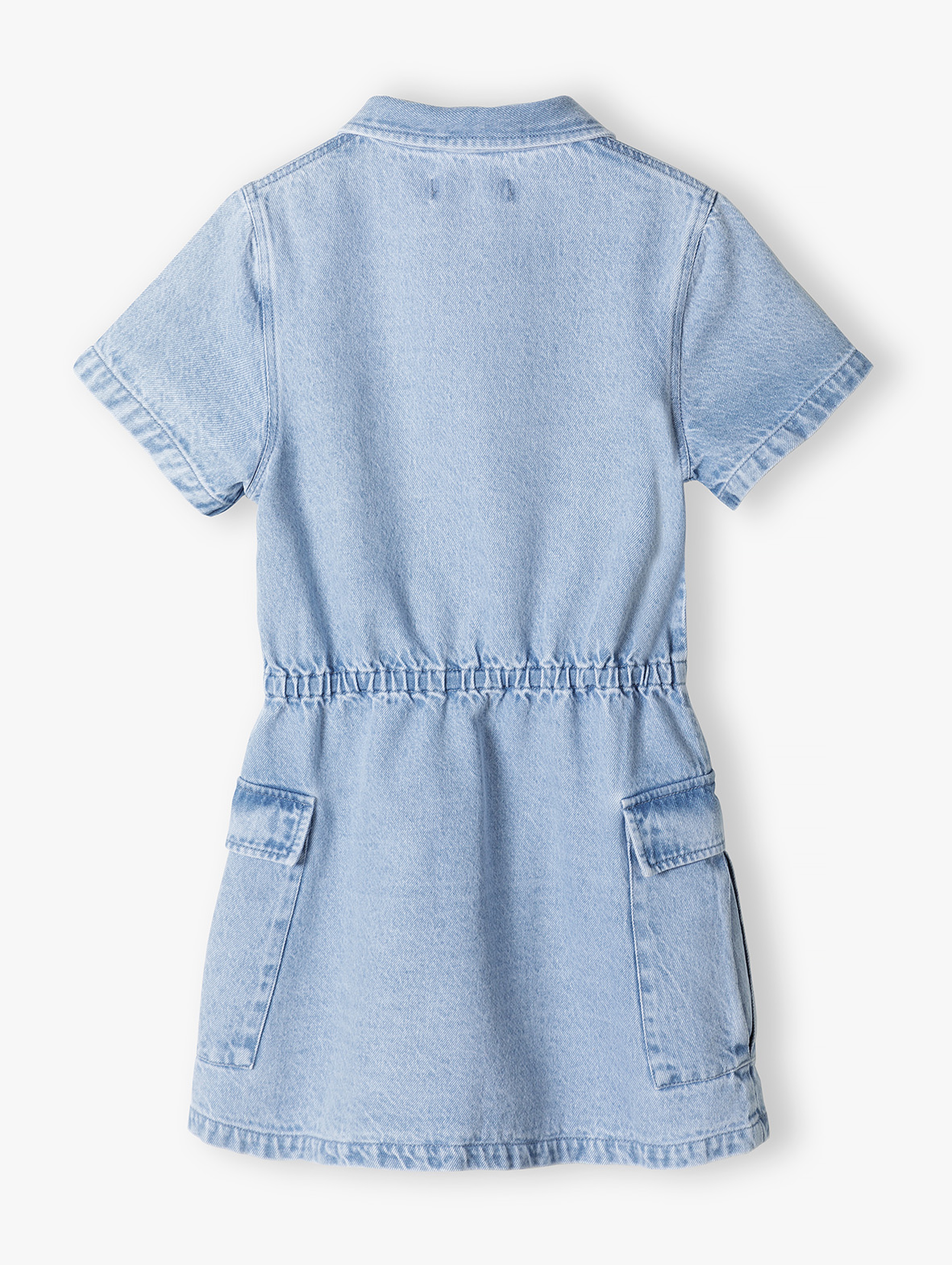 Jeansowa sukienka dla dziewczynki z krótkim rękawem - niebieska - Lincoln&Sharks
