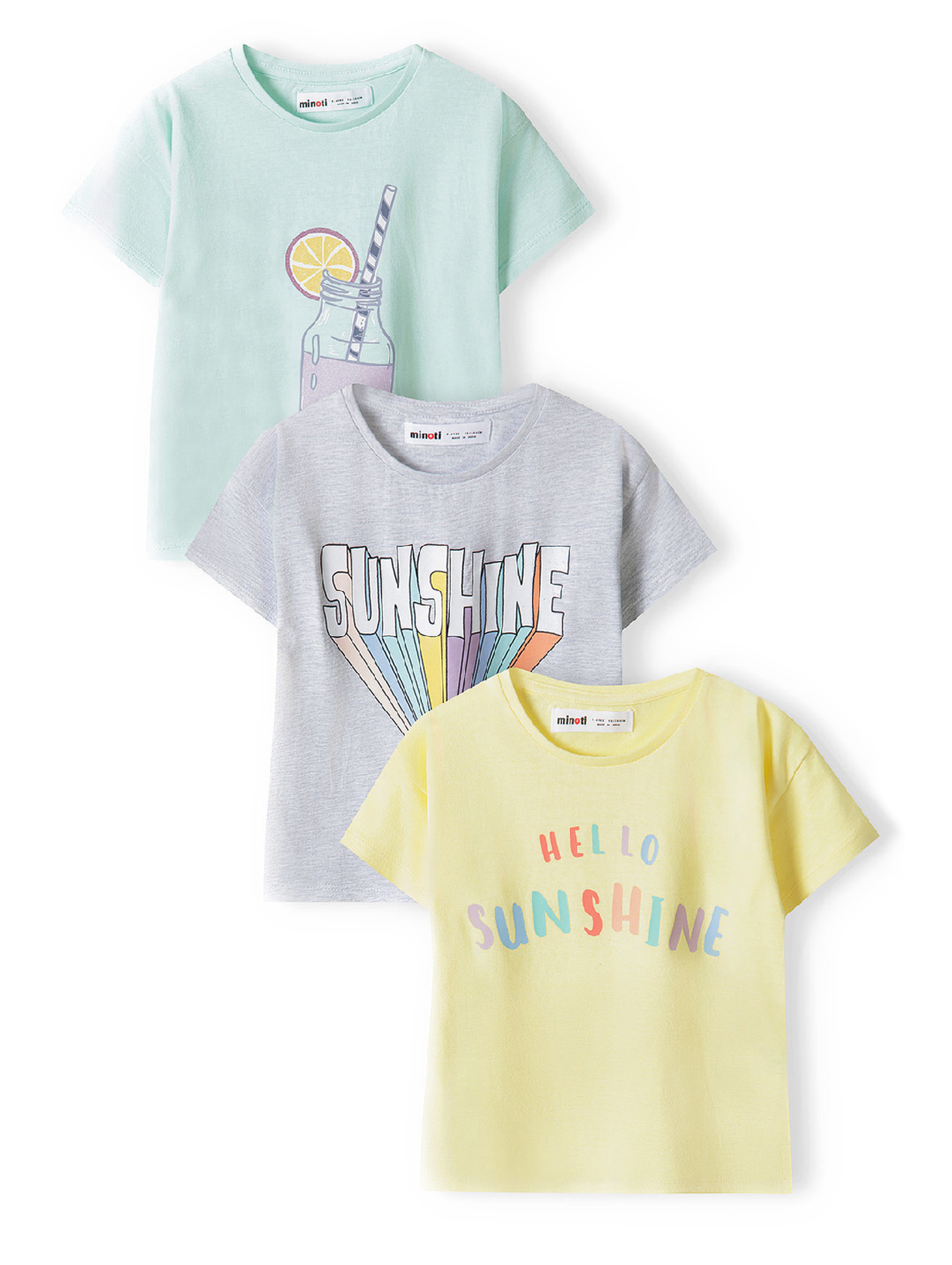 T-shirty bawełniane dla dziewczynki Sunshine - 3pak