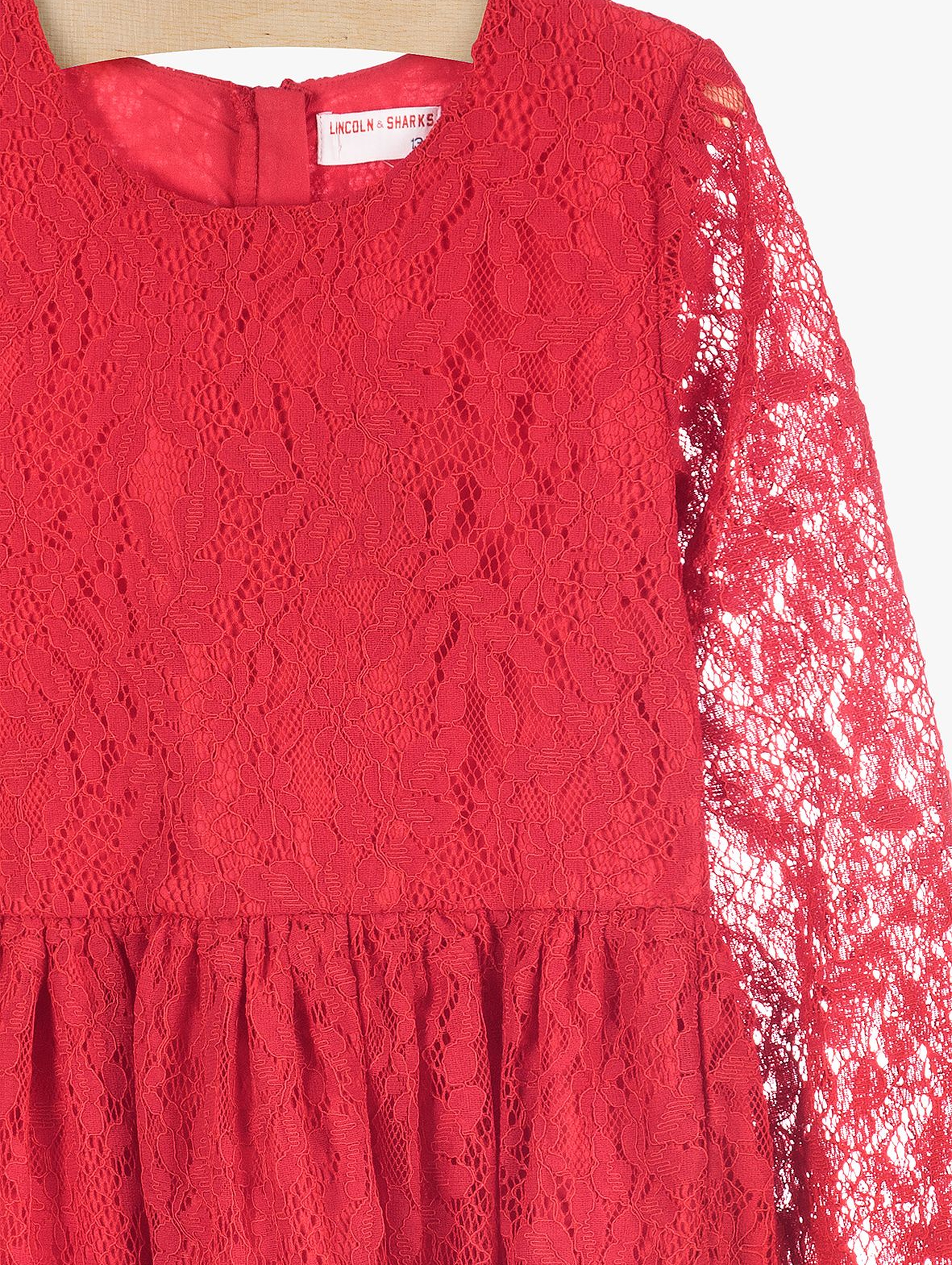 Koronkowa elegancka sukienka dla dziewczynki- czerwona