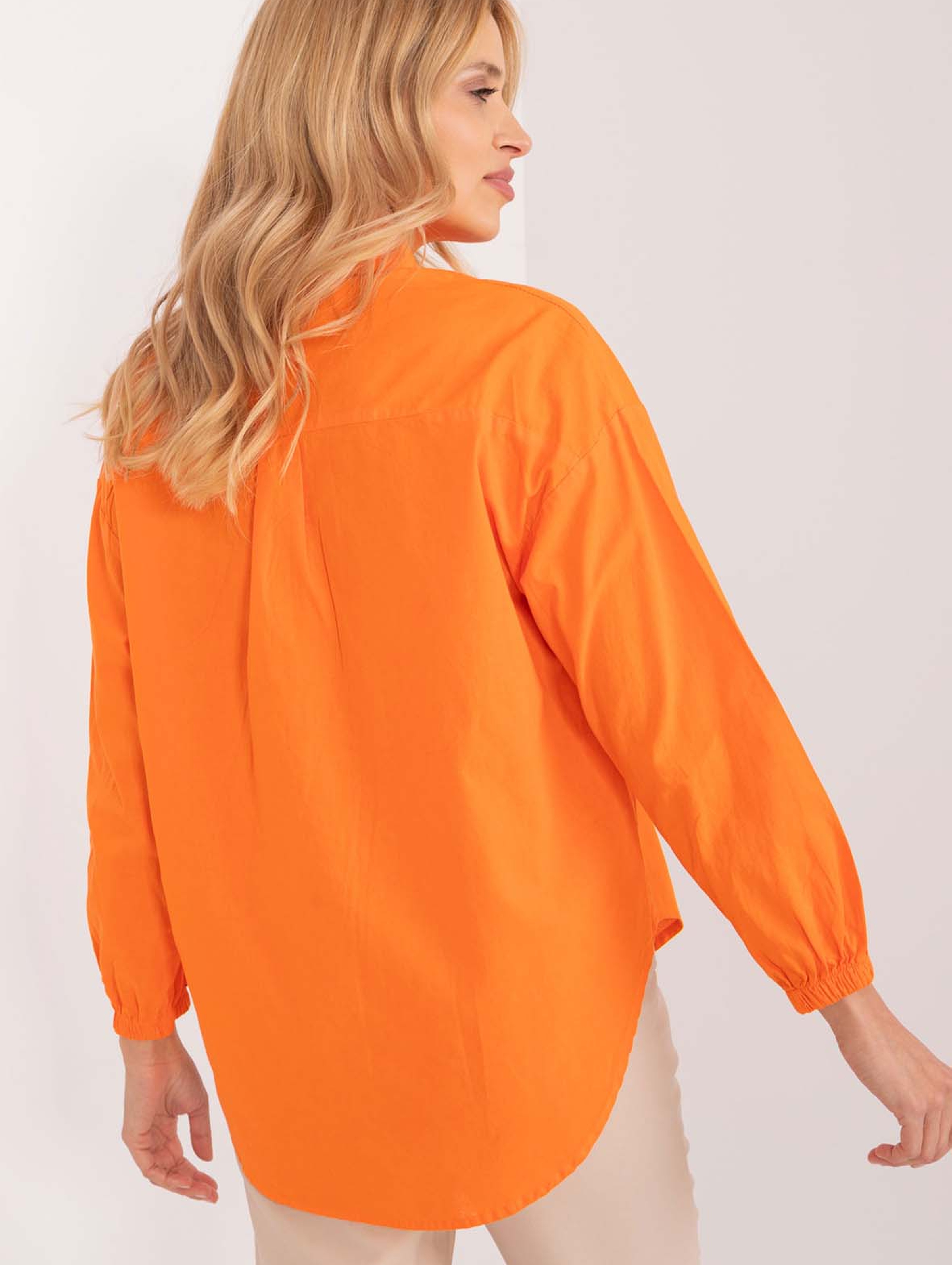 Damska koszula oversize z bawełny pomarańczowa
