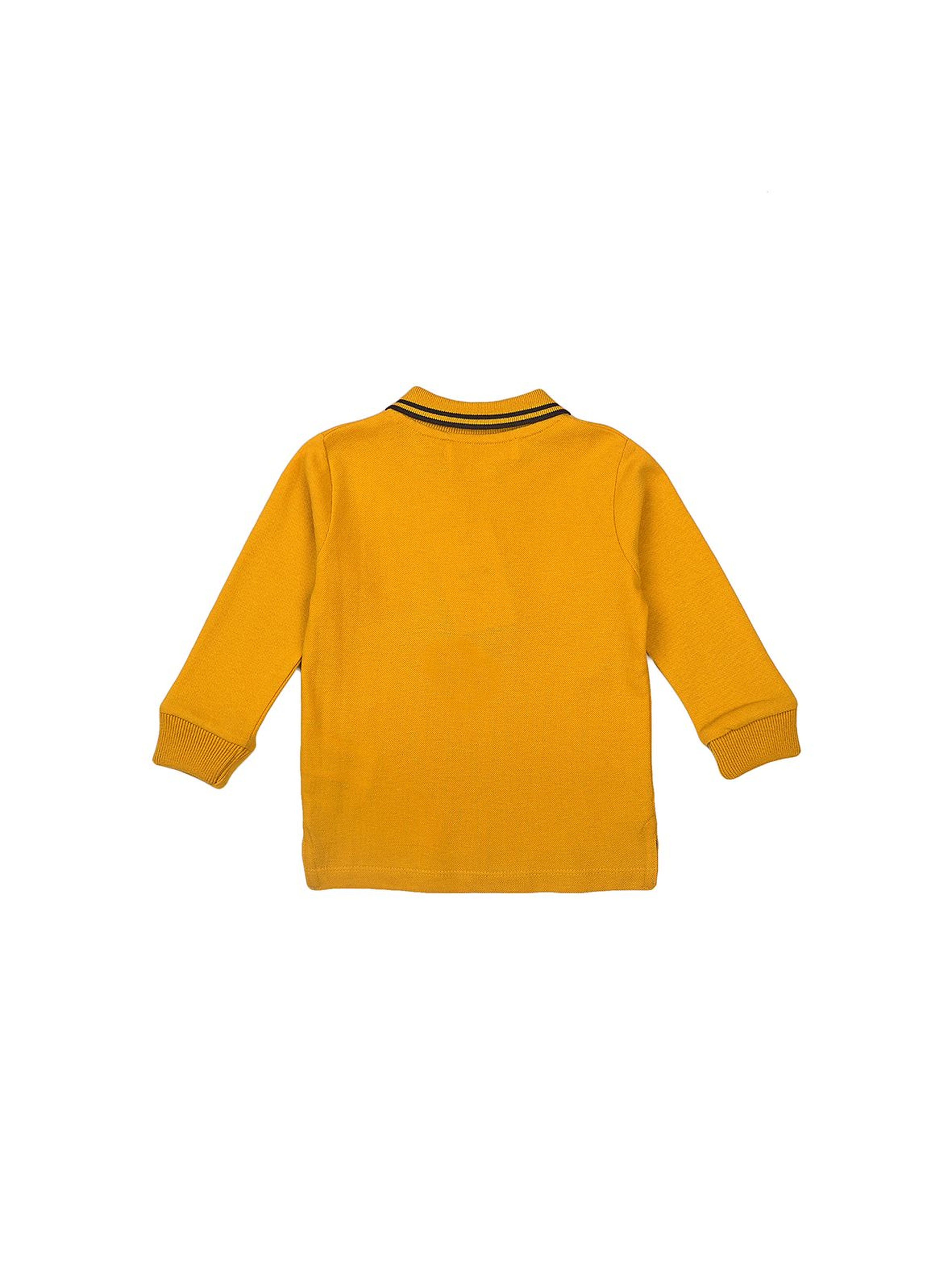 Bluzka chłopięca bawełniana z kołnierzykiem - żółta