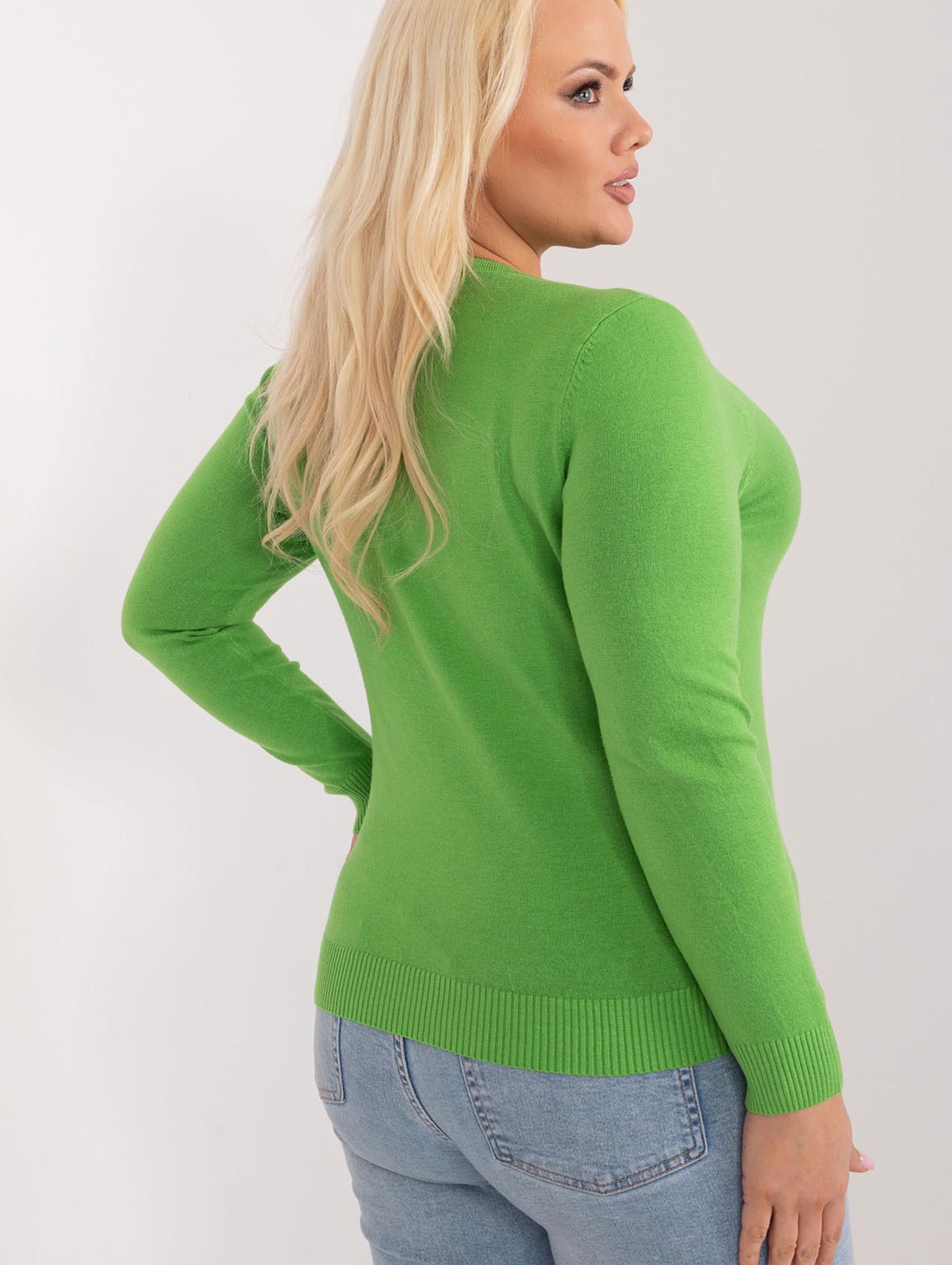 Klasyczny Sweter Plus Size Na Guziki jasny zielony
