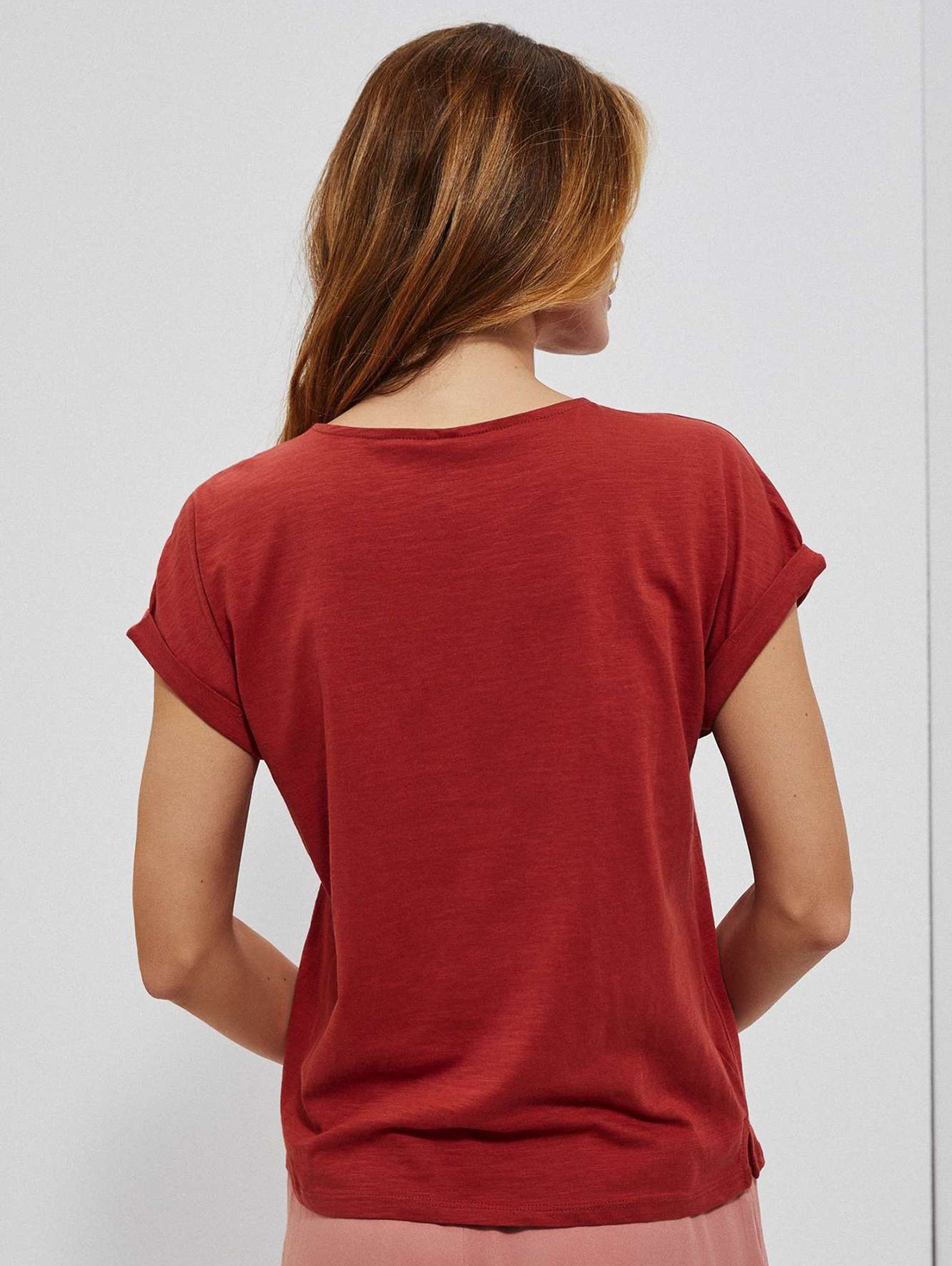 Bawełniany t-shirt damski czerwony