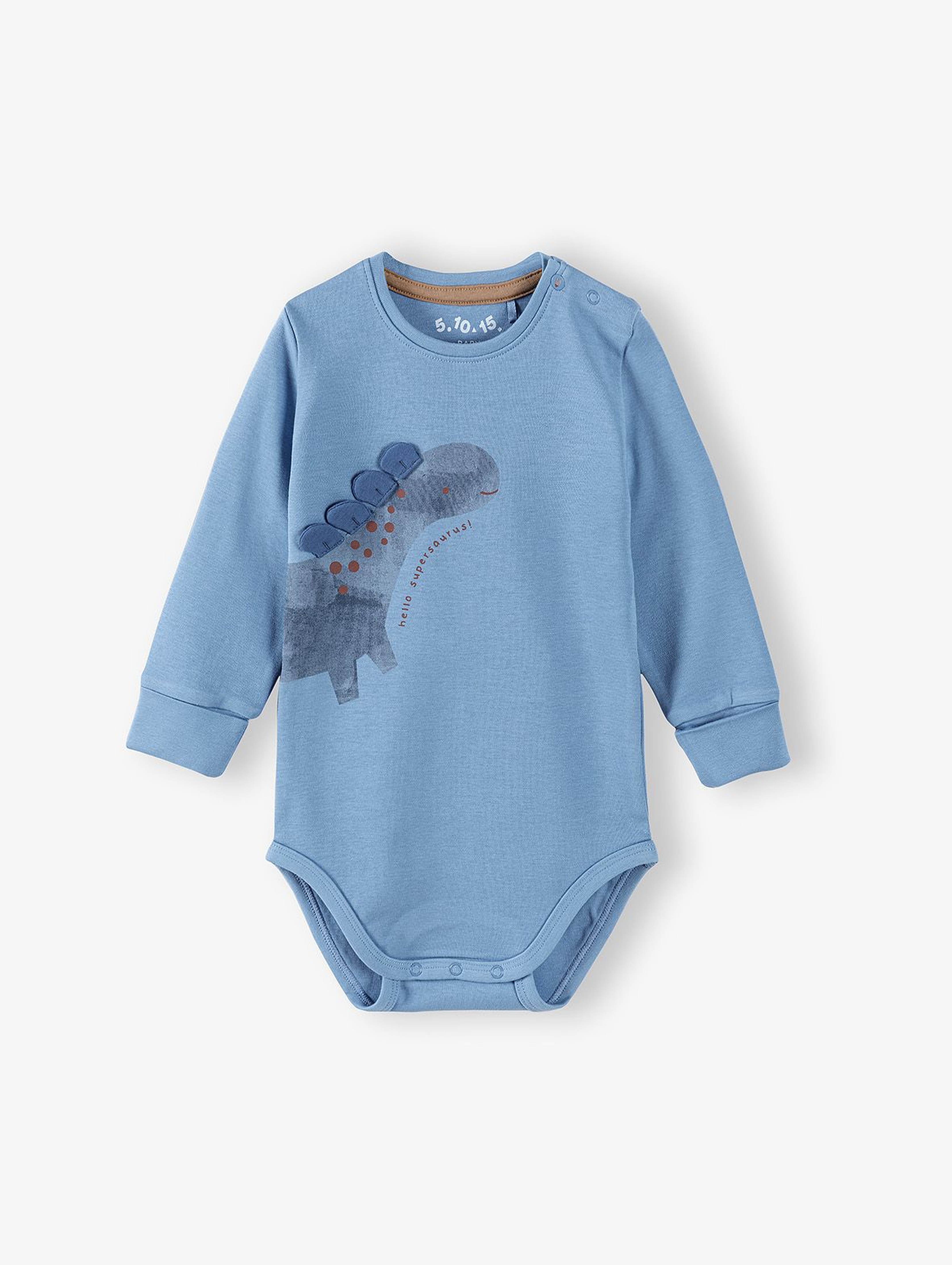 Body niemowlęce z dinozaurem - niebieskie