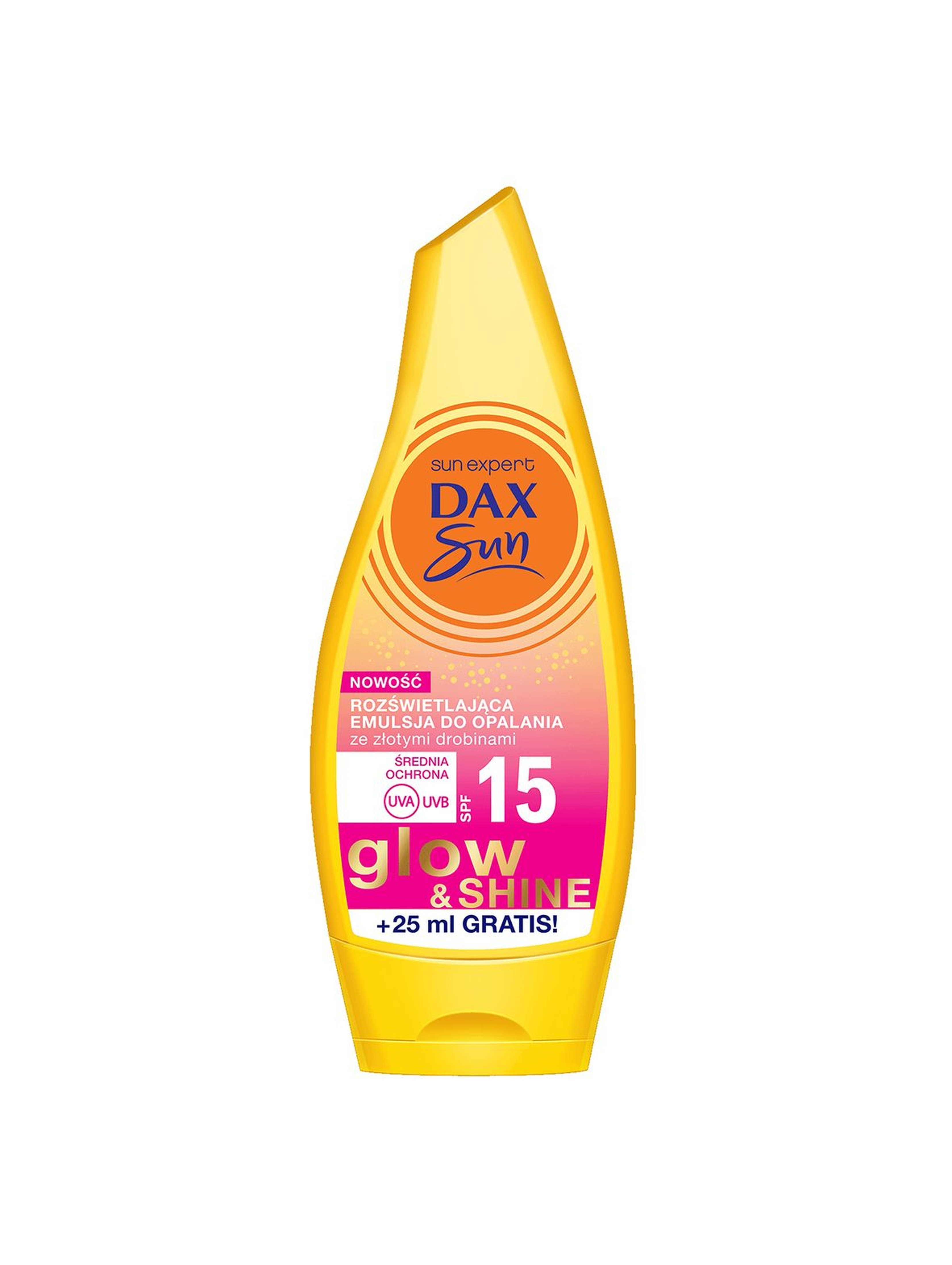 Dax Sun, emulsja do opalania ze złocistymi drobinami SPF 15, 175 ml