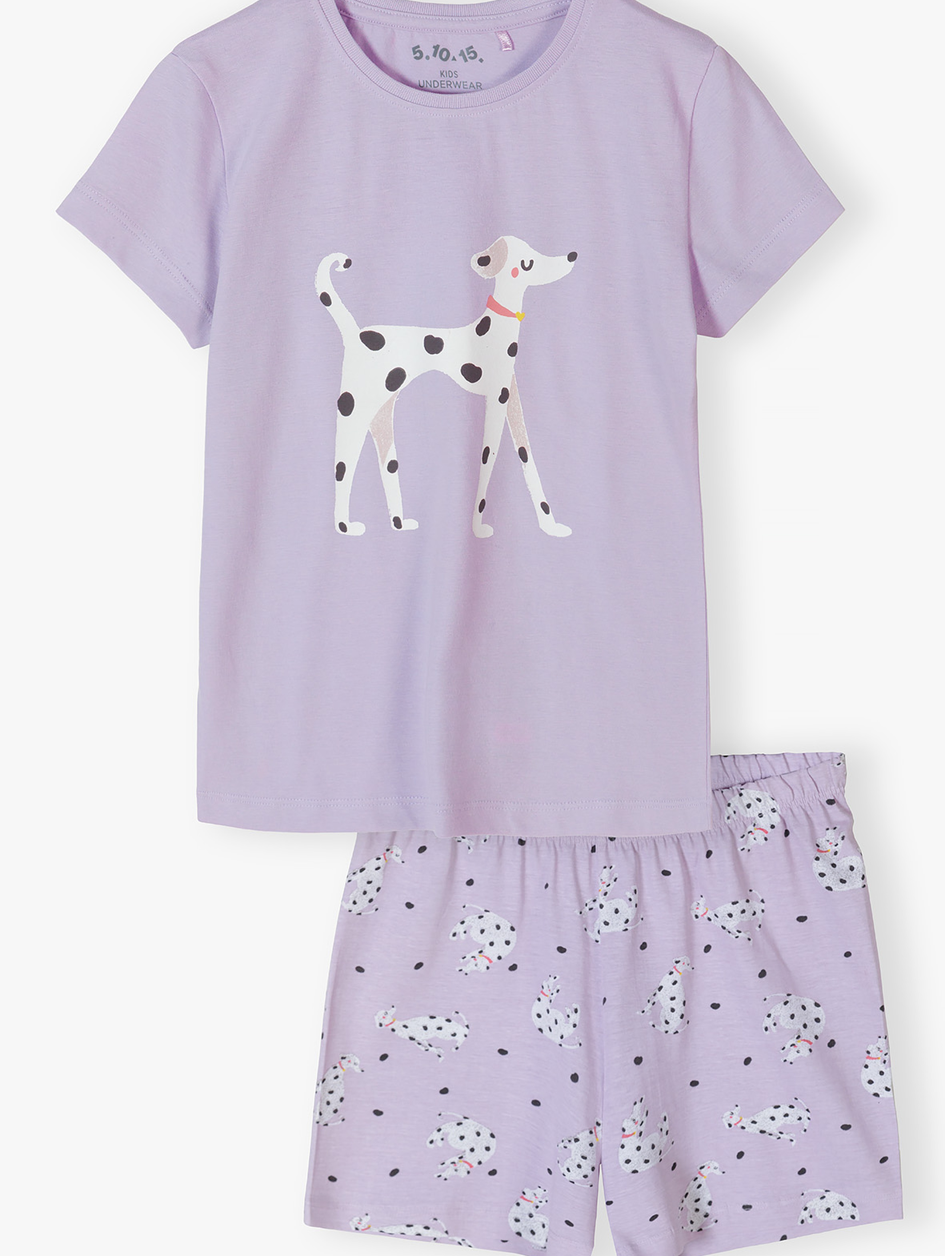 Piżama dla dziewczynki - fioletowa w dalmatyńczyki - 5.10.15.