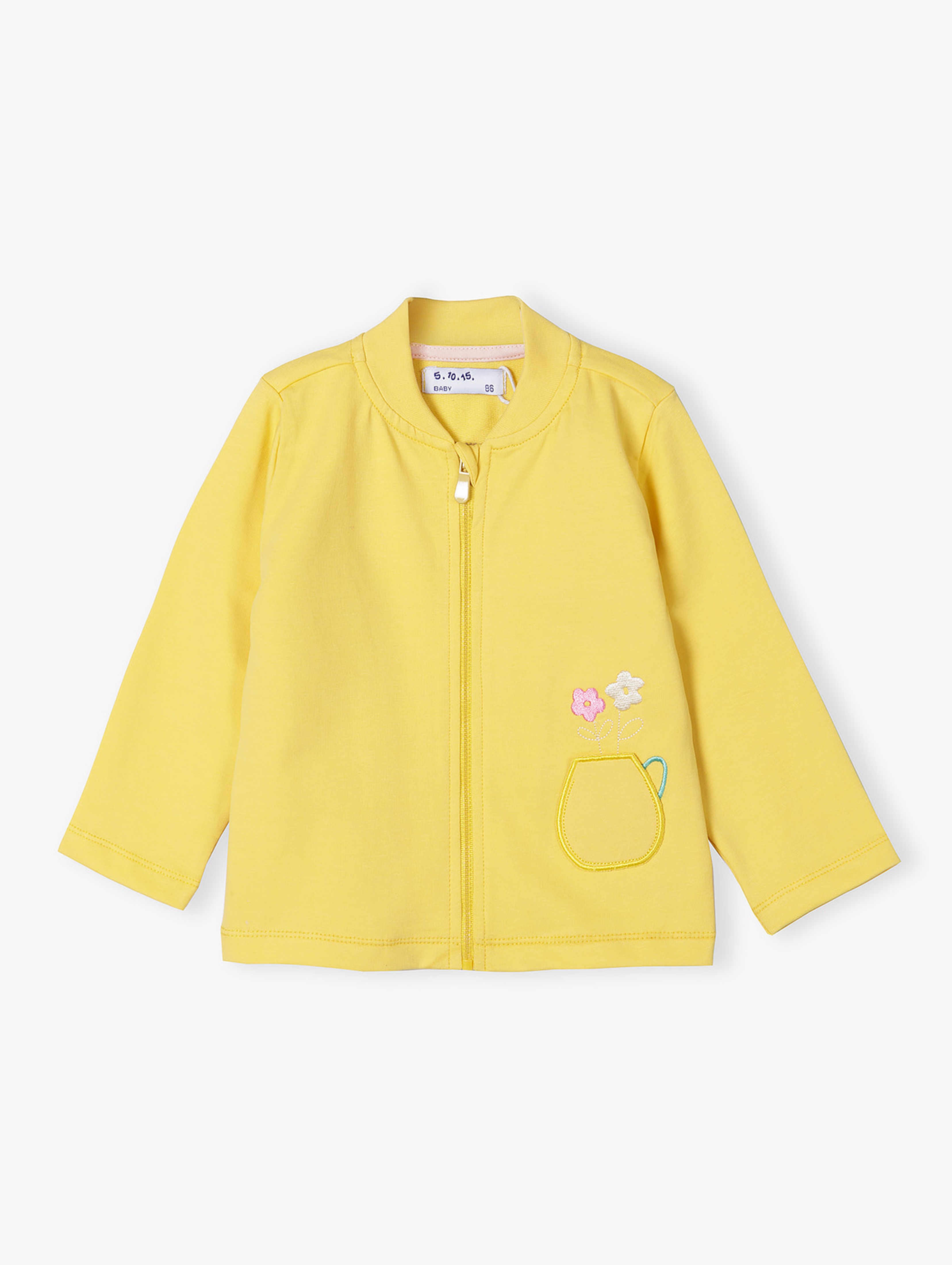 Żółta bawełniana rozpinana bluza niemowlęca