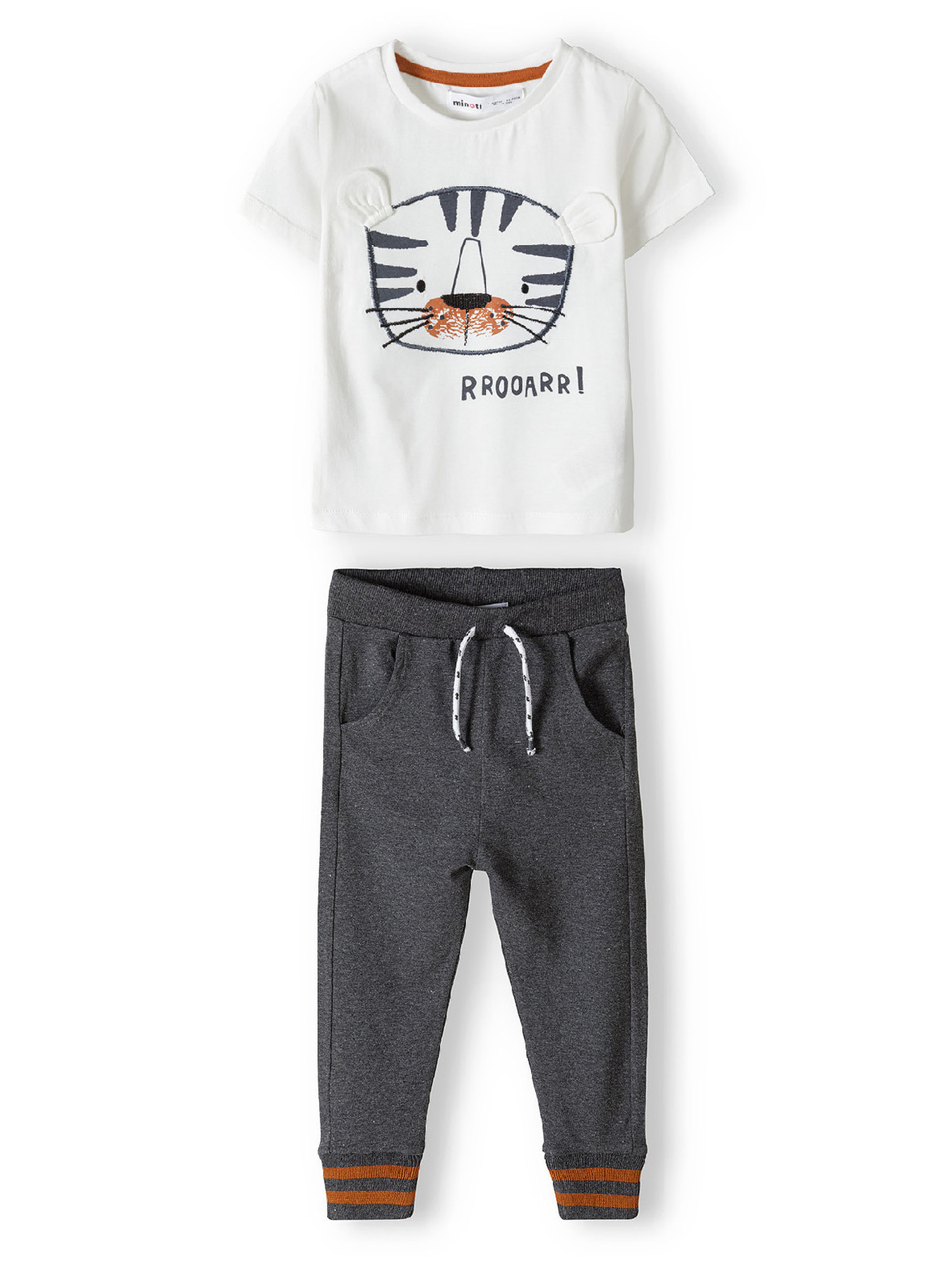 Komplet dla niemowlaka- biała koszulka z tygrysem + spodnie dresowe