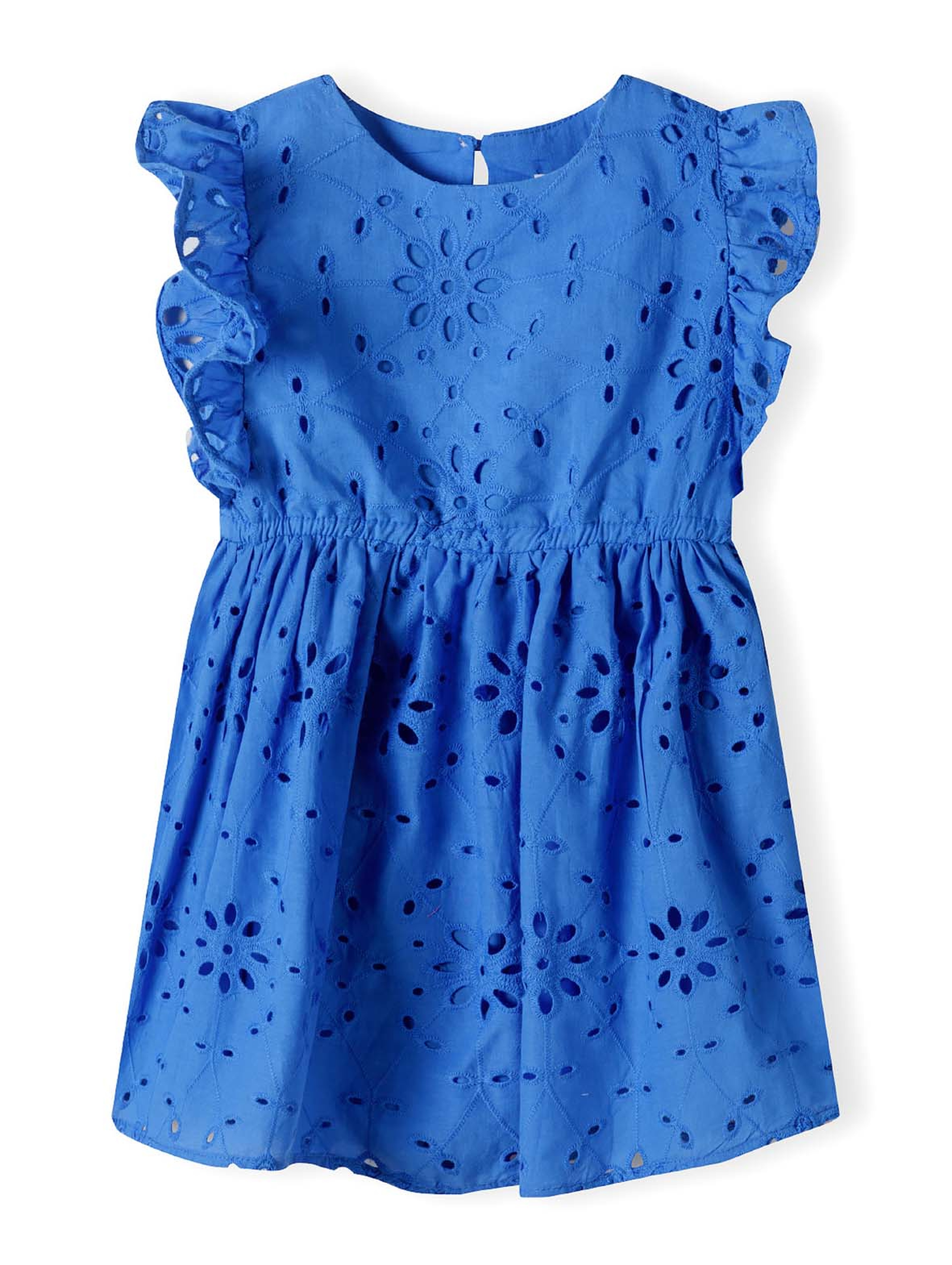 Letnia dziewczęca sukienka niebieska z haftowanej tkaniny