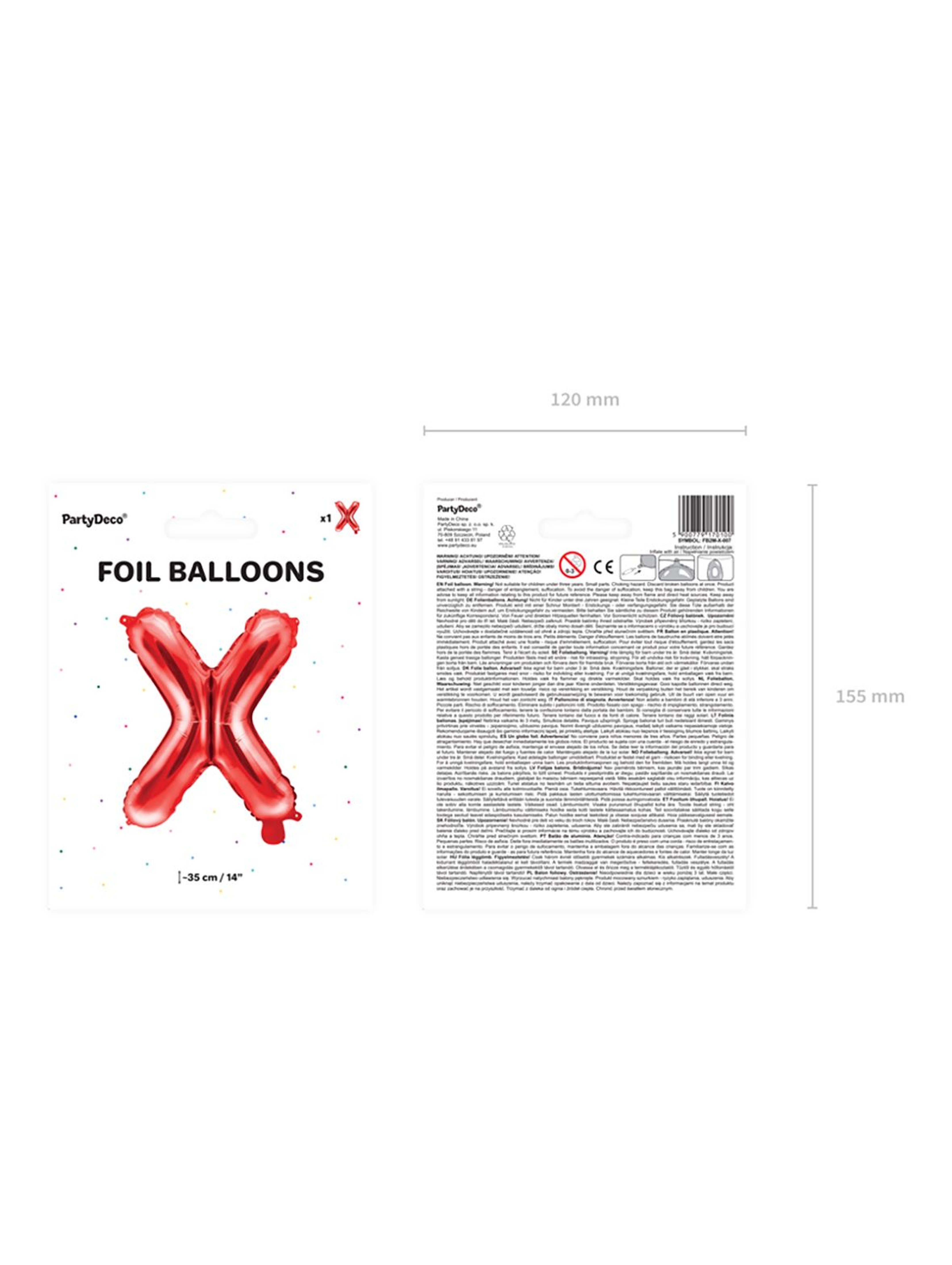 Balon foliowy Litera ''X'' 35cm - czerwony