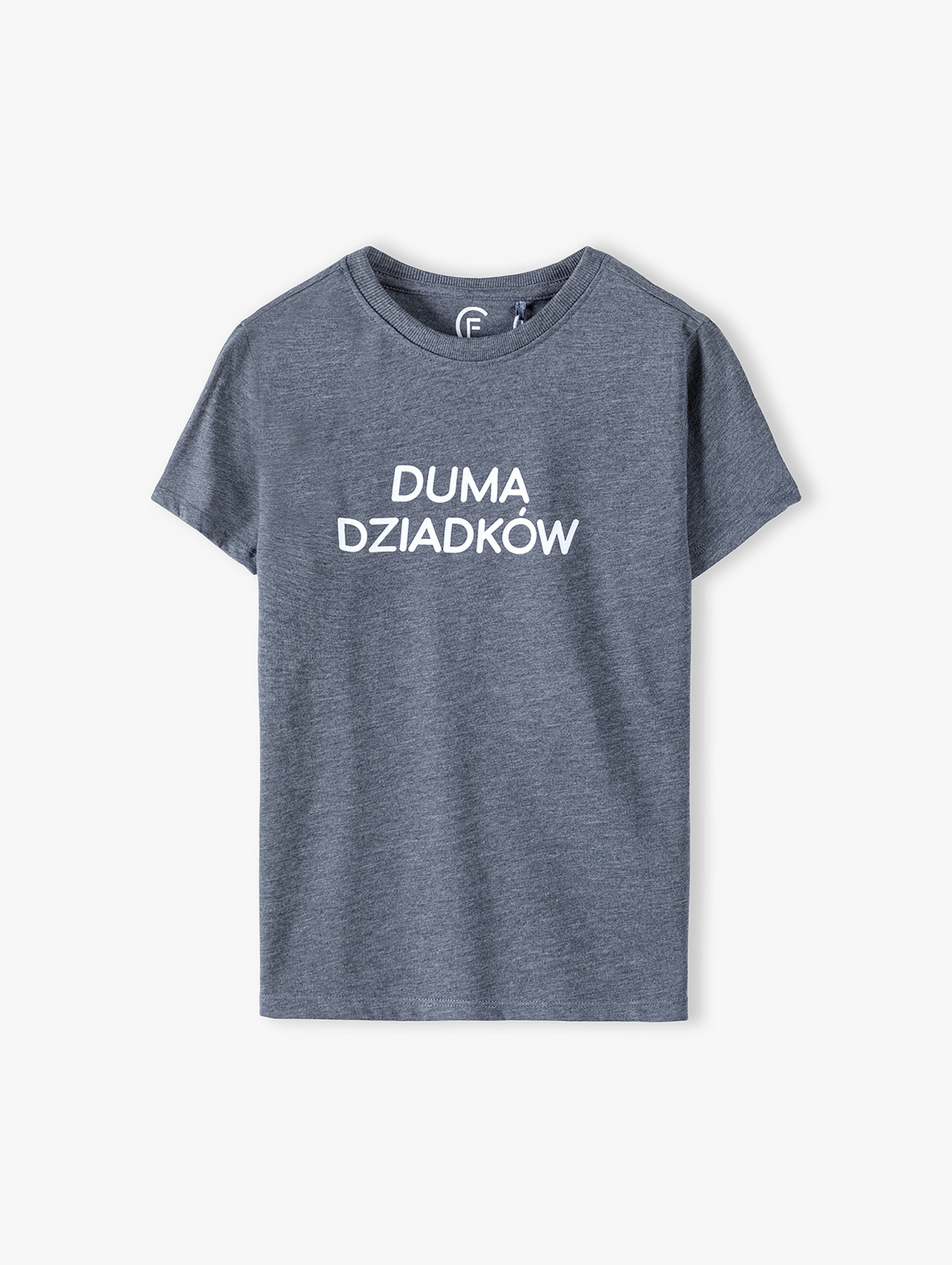 Szary t-shirt dla chłopca z napisem "Duma dziadków"
