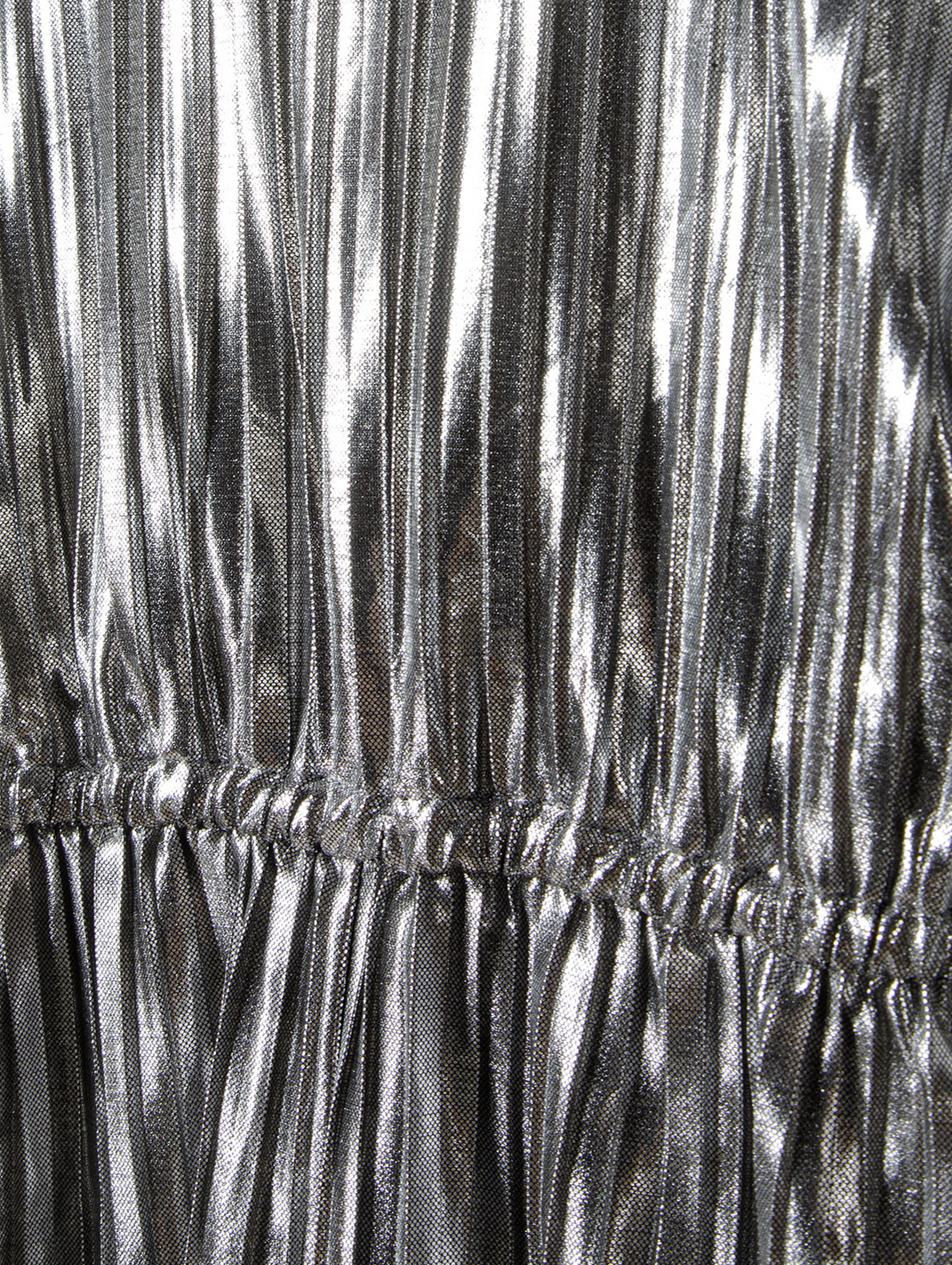 Metaliczny plisowany kombinezon długi dla dziewczynki - srebrny