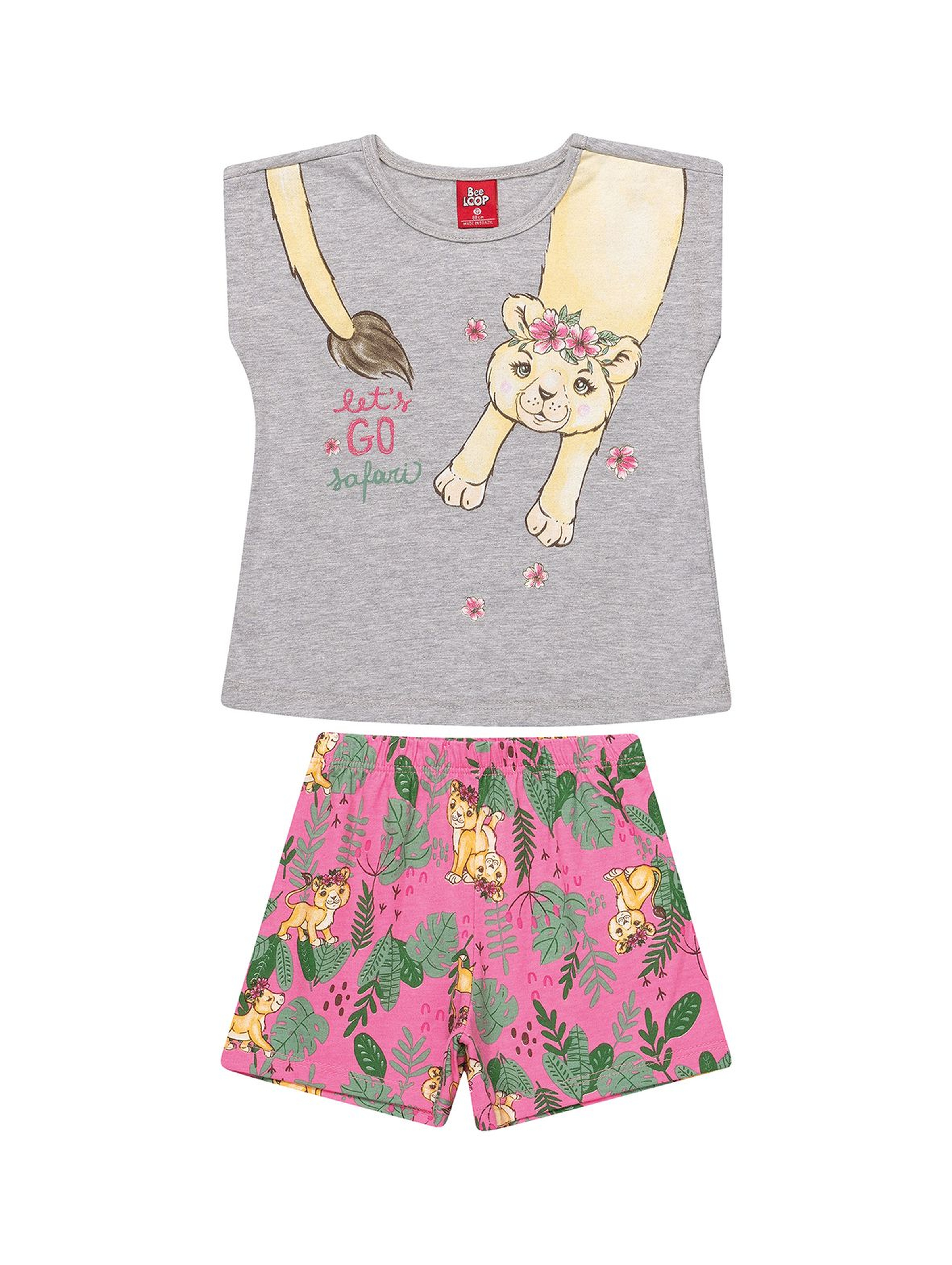 Komplet dziewczęcych ubrań na lato t-shirt z kotkiem i spodenki