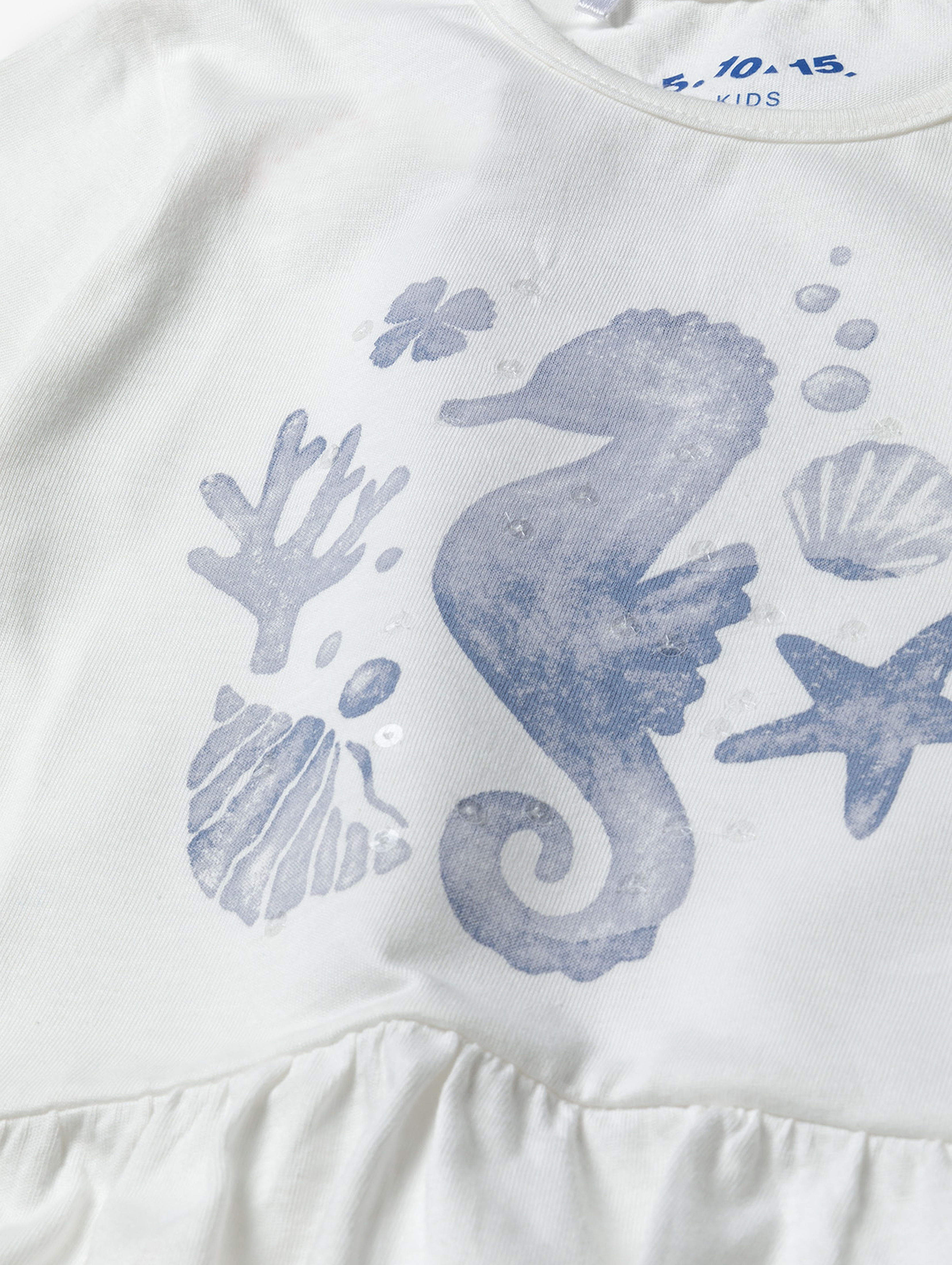 T-shirt bawełniany dla dziewczynki z morskim nadrukiem