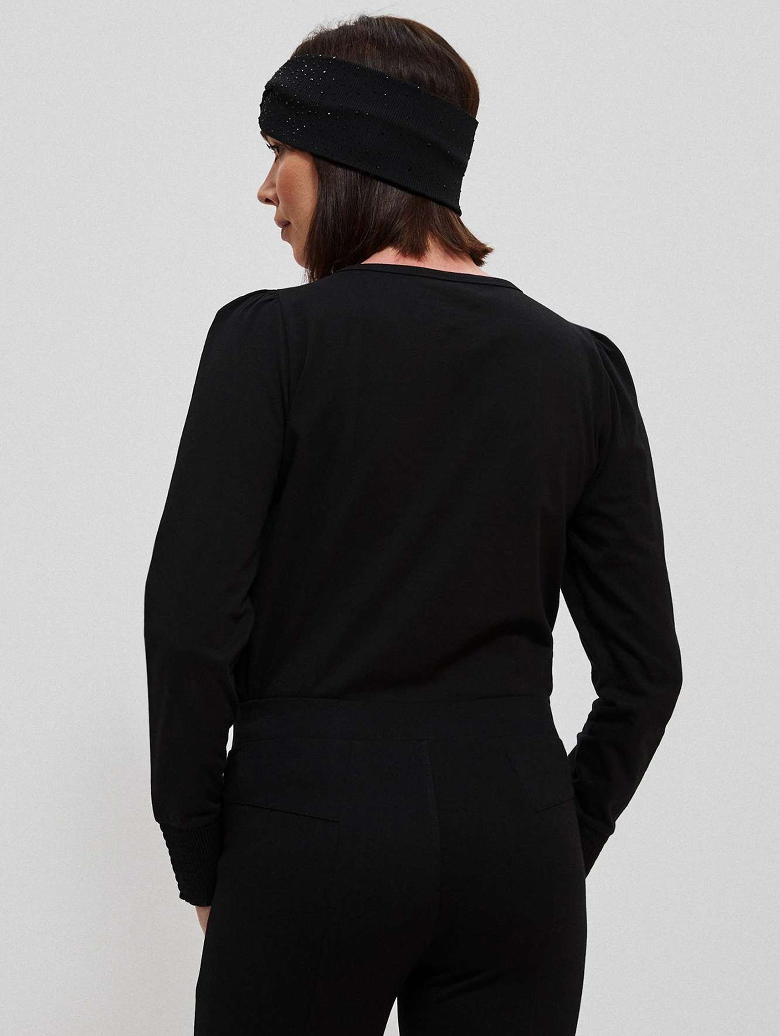 Bawełniana bluzka damska z długim rękawem czarna