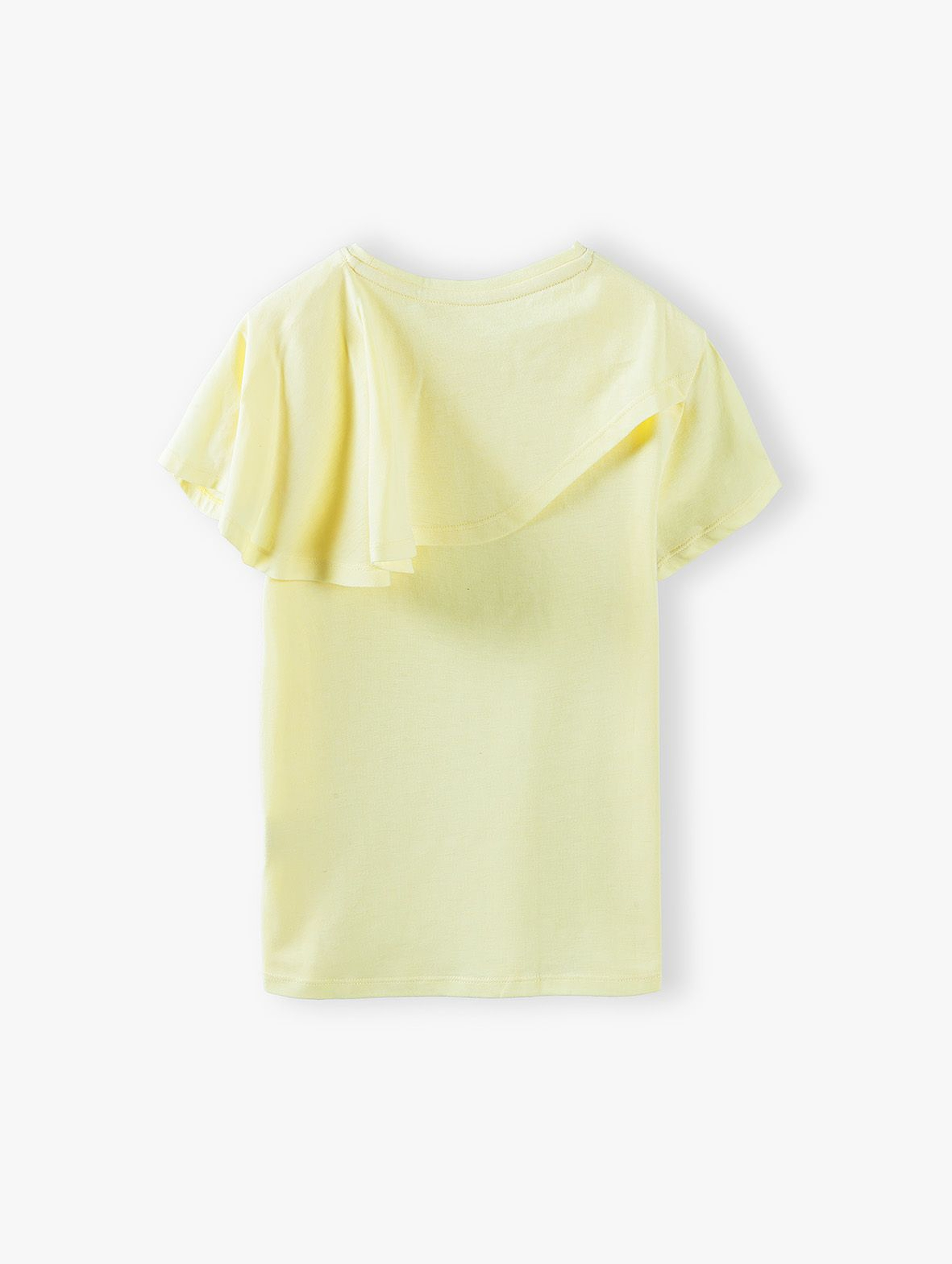 T- shirt dziewczęcy z falbanką - żółty