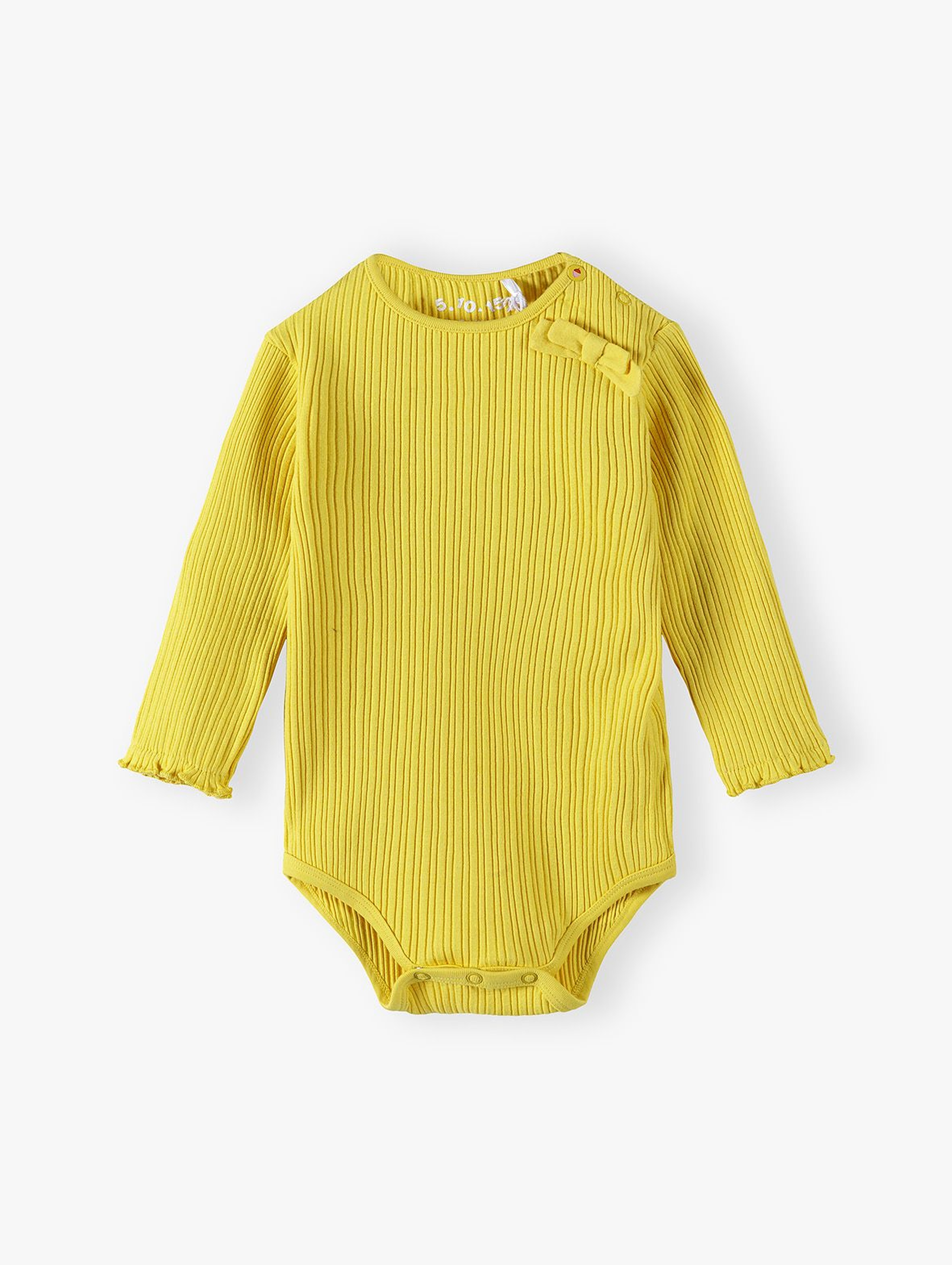 Żółte prążkowane body niemowlęce z długim rękawem