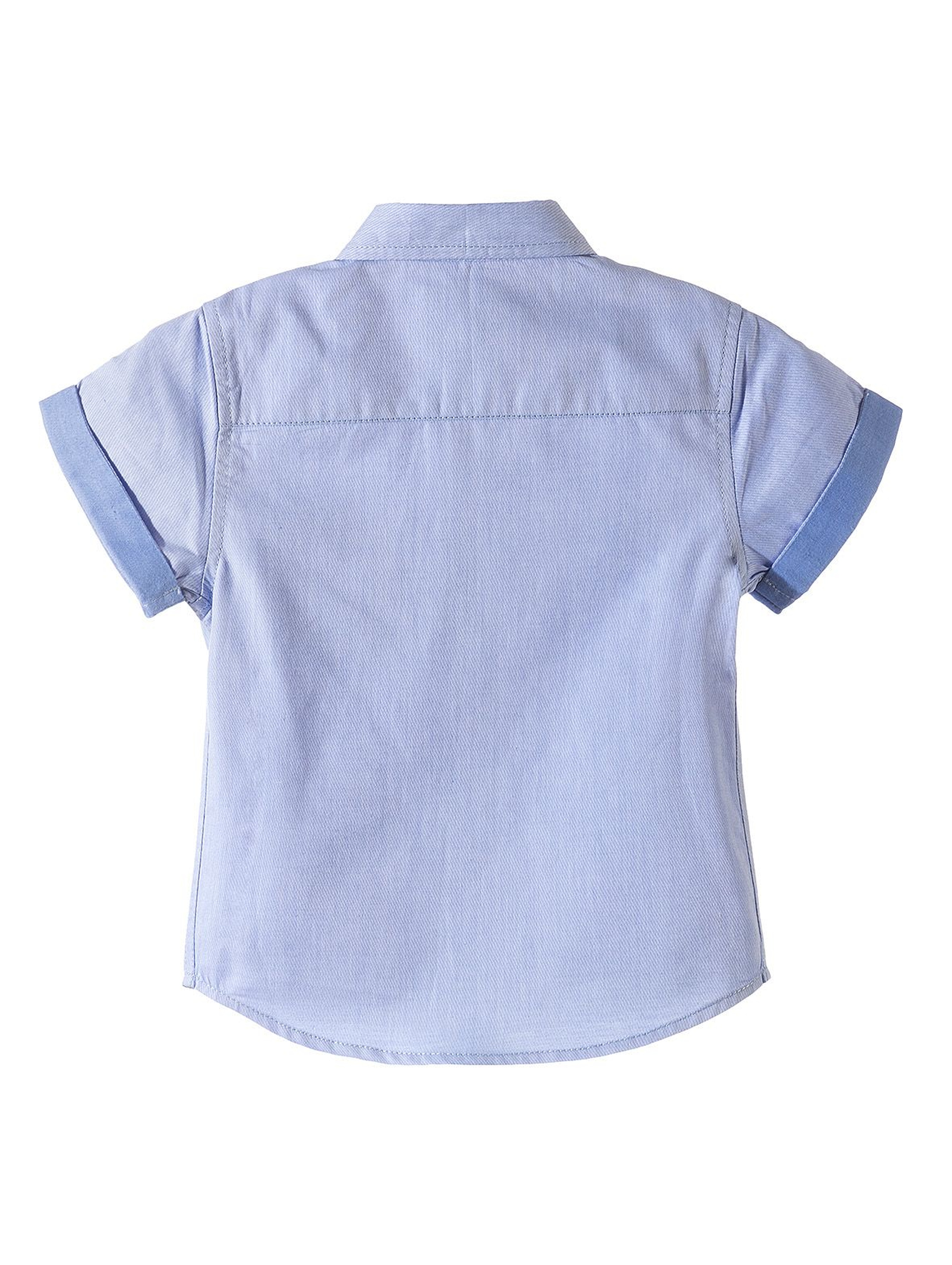 Koszula z krótkim rękawem dla chłopca-niebieska