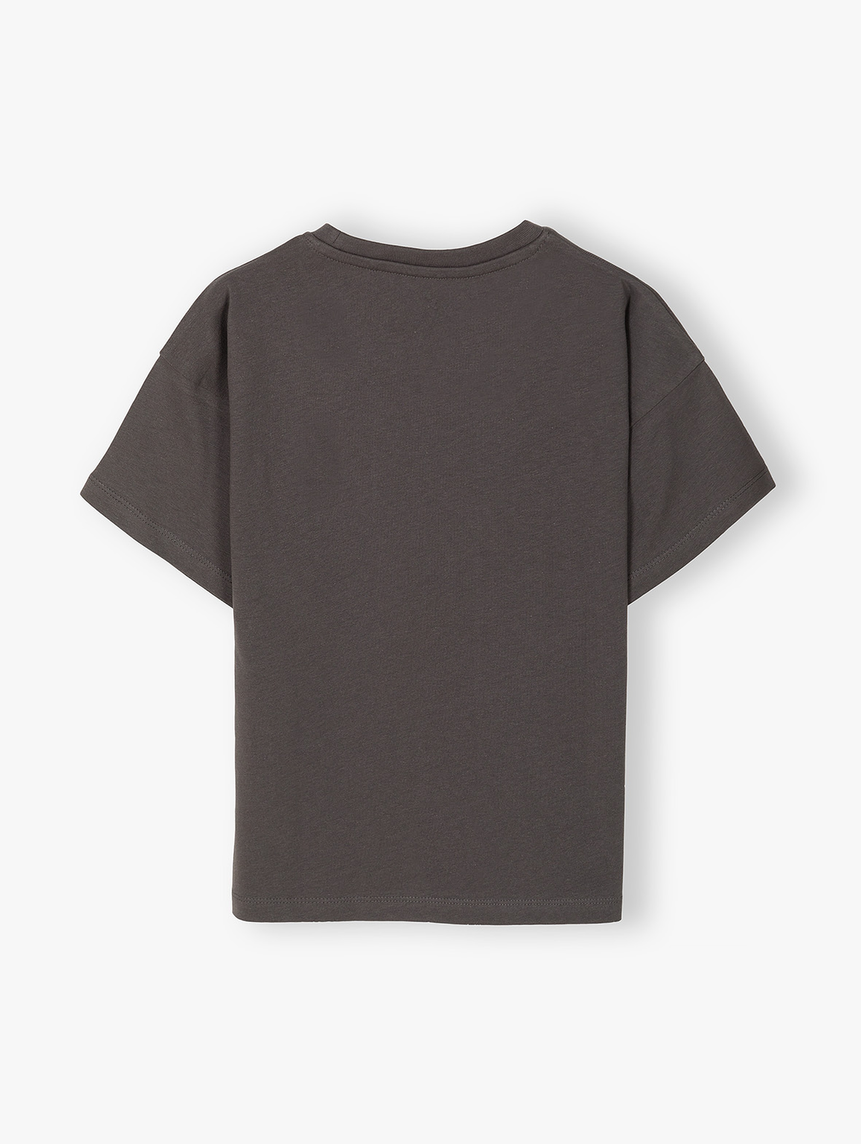 Szary t-shirt bawełniany dla dziewczynki z nadrukiem