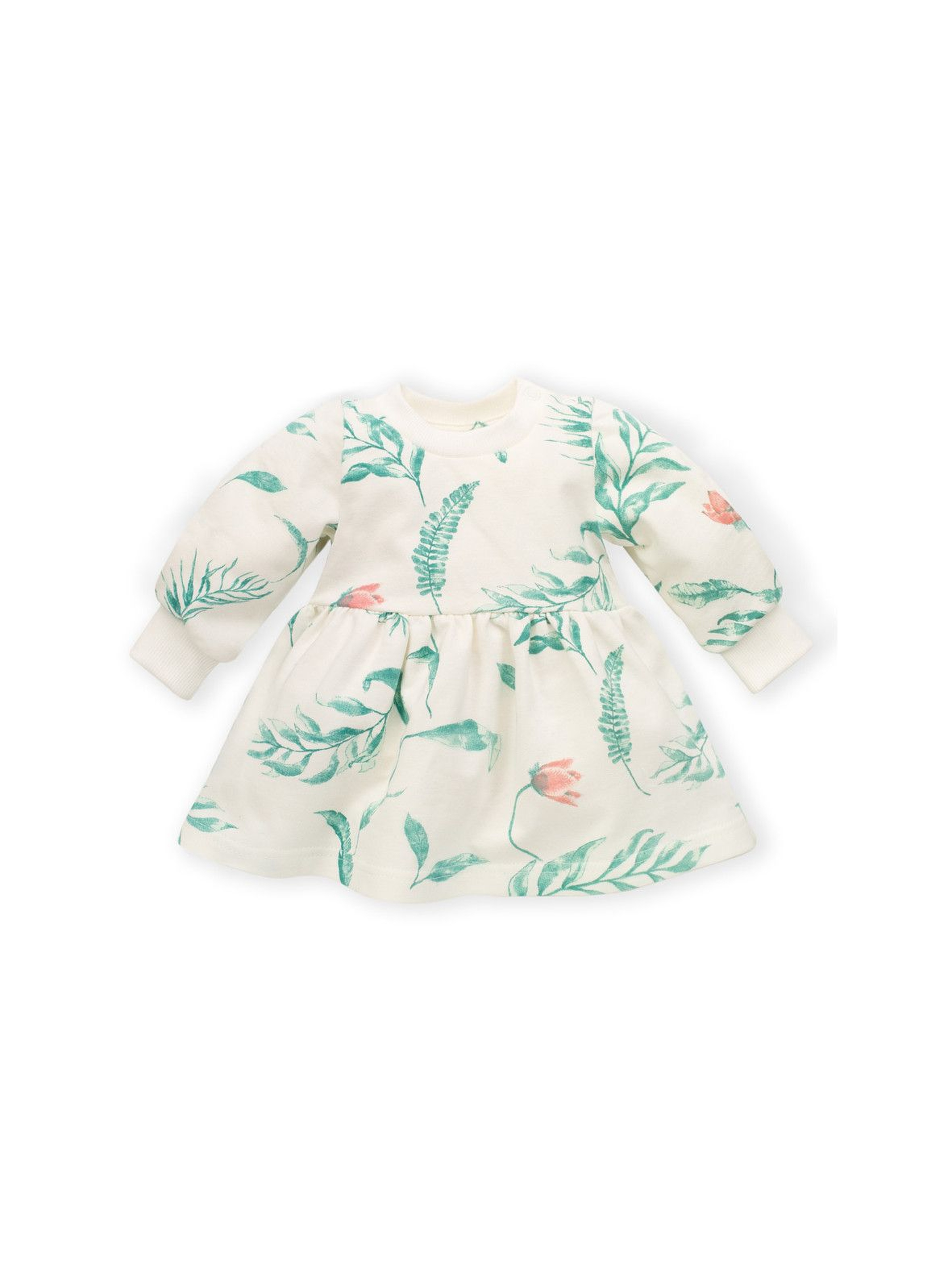 Sukienka bawełniana dla niemowlaka-ecru w kwiaty