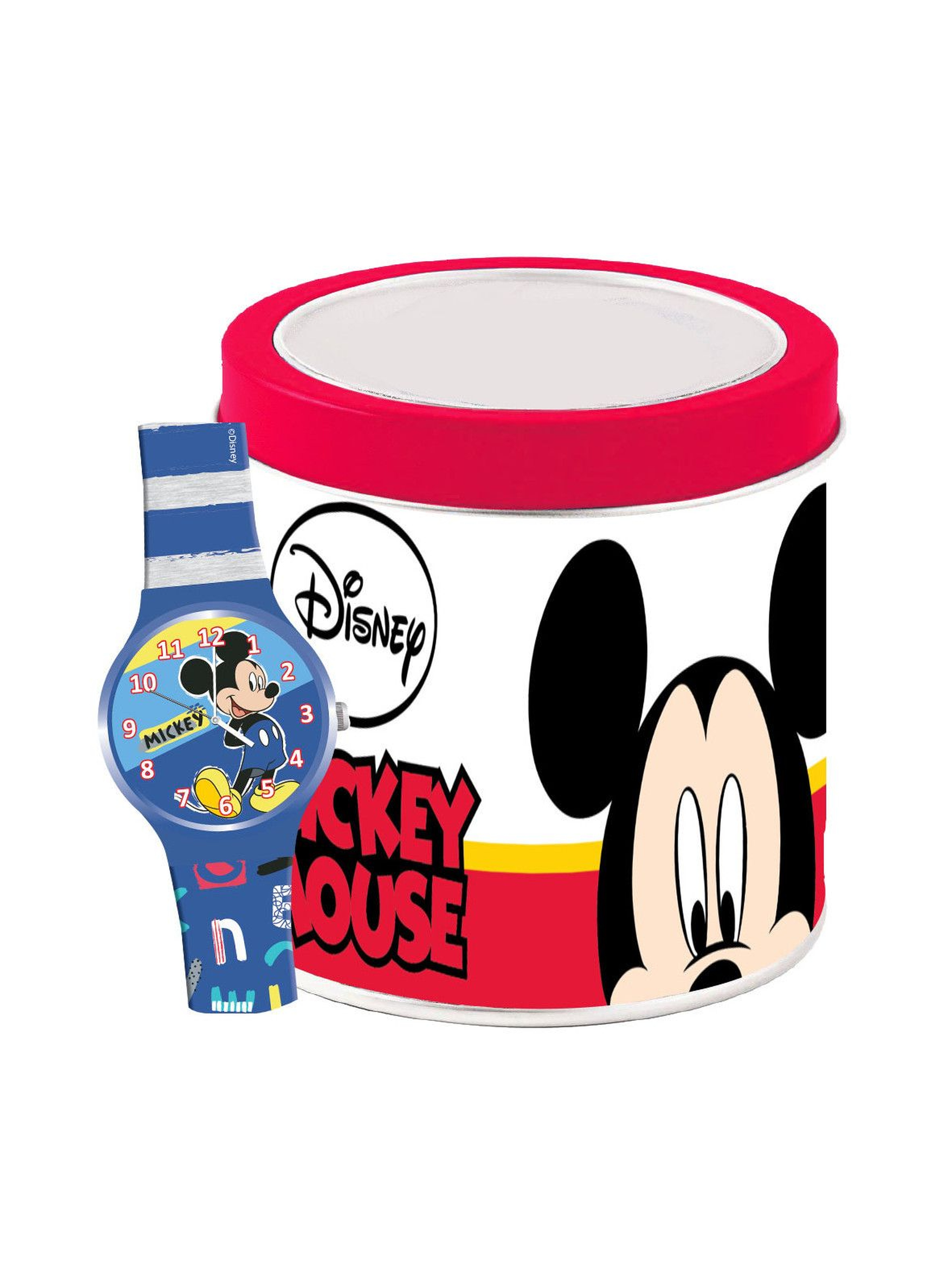 Zegarek analogowy w puszce Mickey