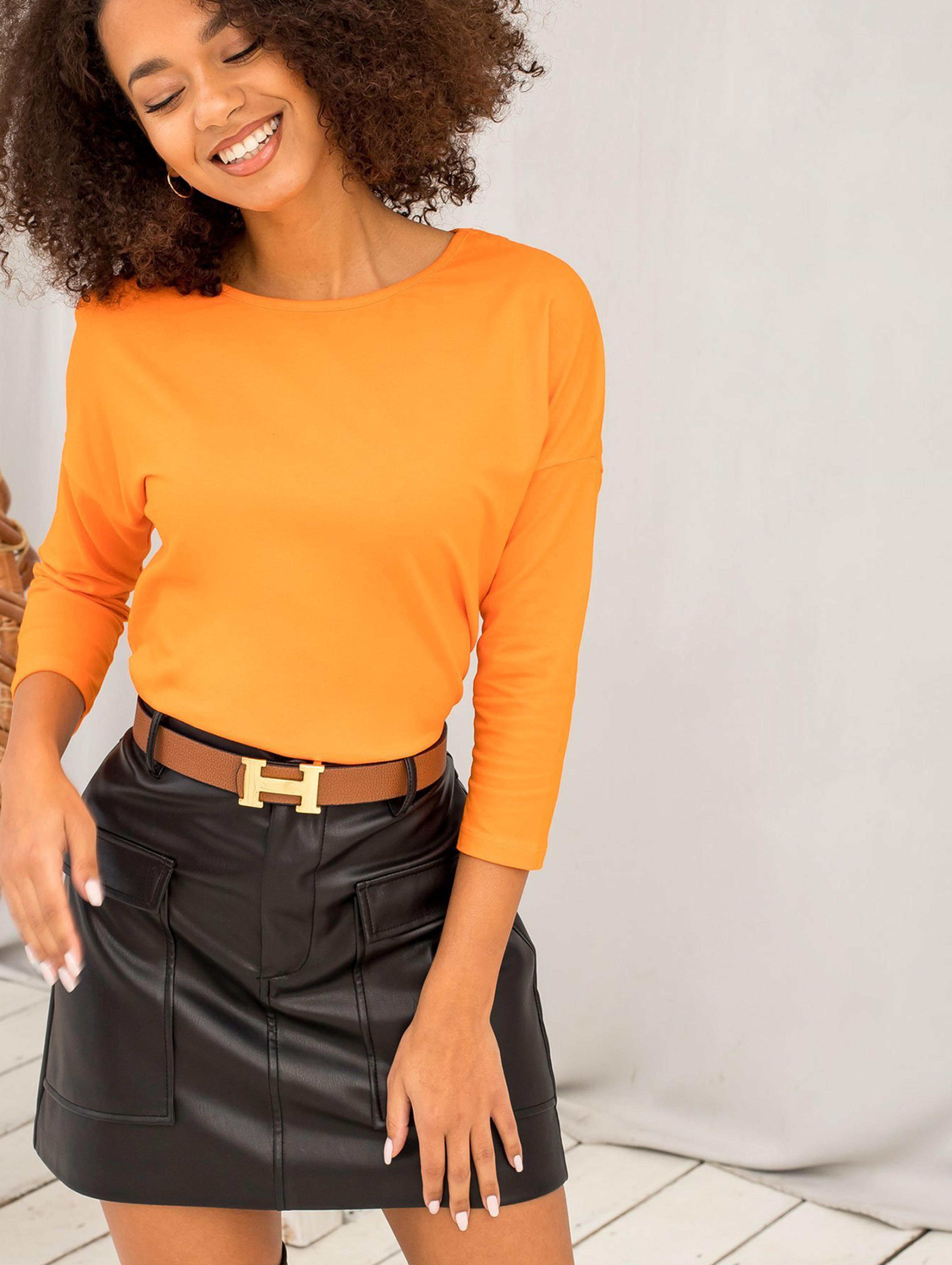 Pomarańczowa bluzka bawełniana Mona
